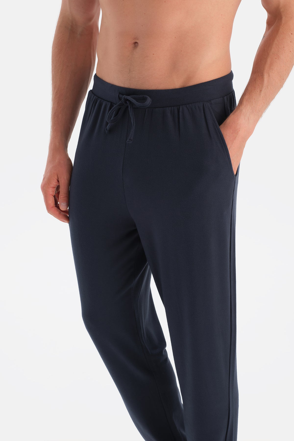 Lacivert Detaylı Uzun Kollu Tişört Pantolon Pijama Takımı