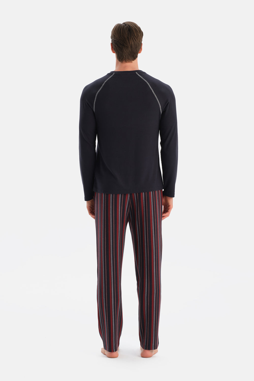 Lacivert Bisiklet Yaka Termal Tişört Pantolon Pijama Takımı