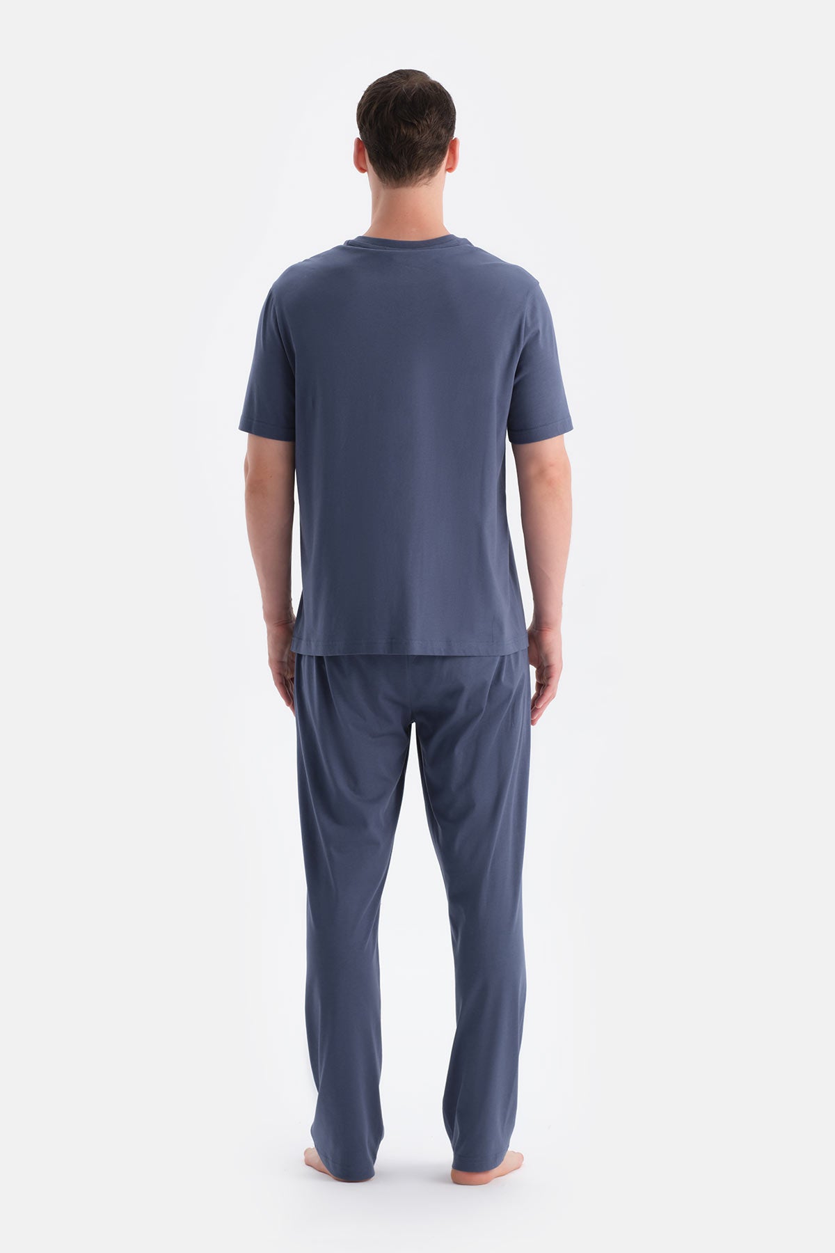 Lacivert Patlı Cep Detaylı Tişört Pantolon Takım