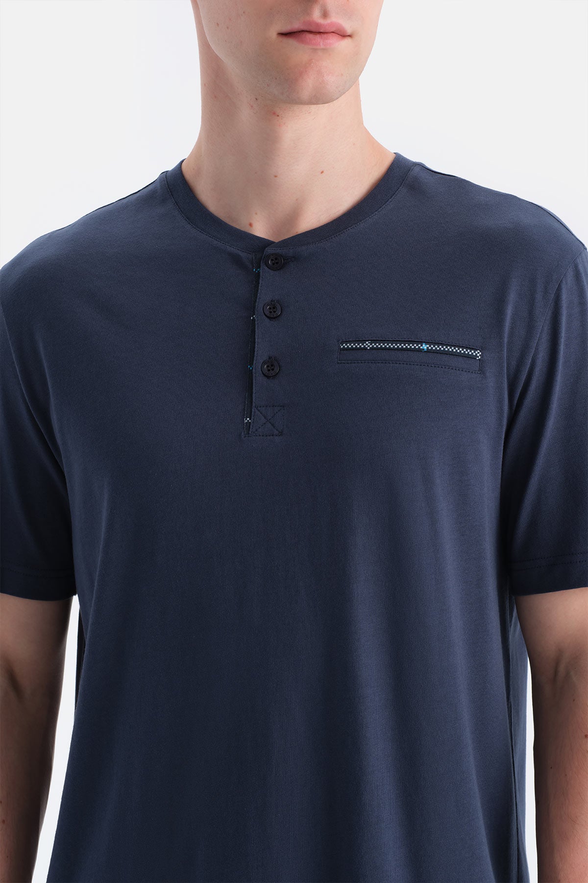 Lacivert Pat ve Cep Detaylı Üçlü Takım