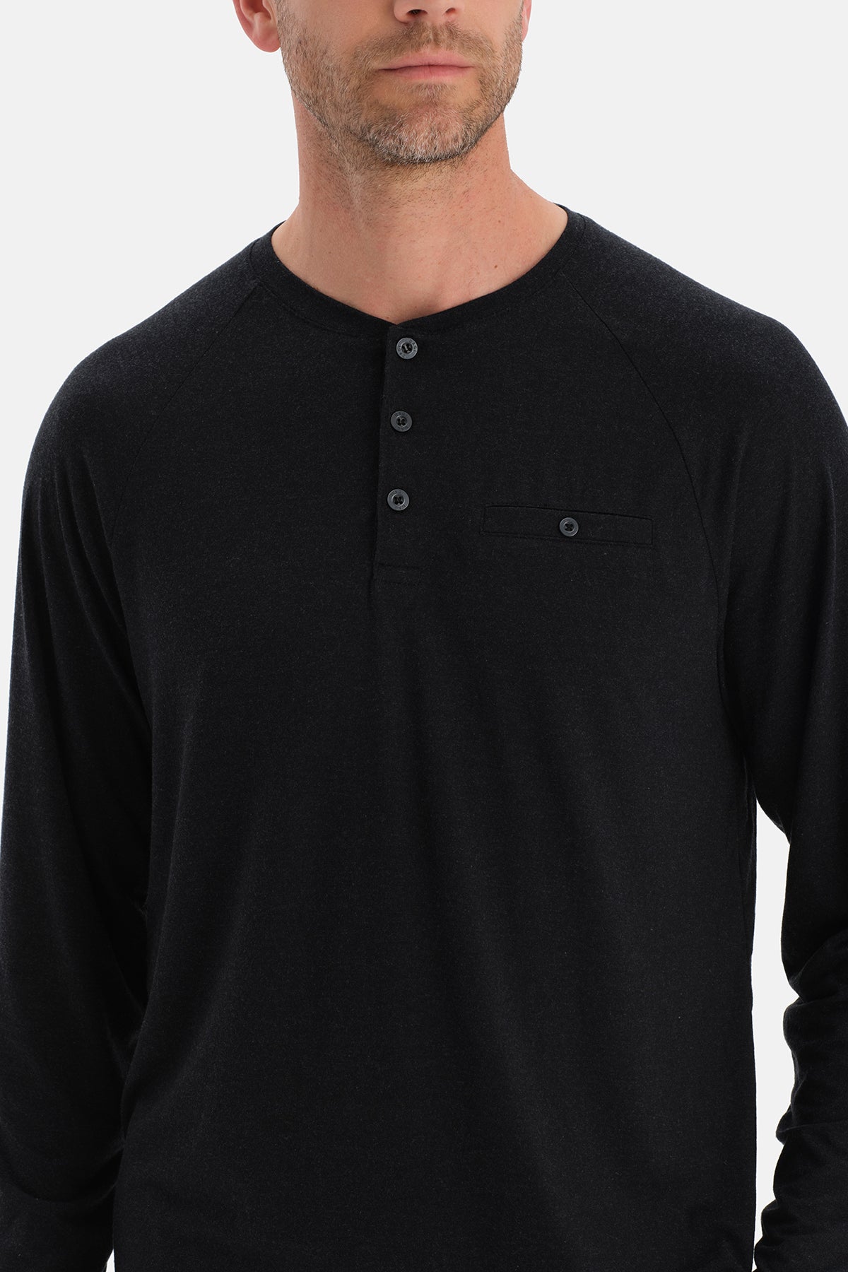 Antrasit Melanj Uzun Kollu Pat Ve Cep Detaylı Pijama Takım