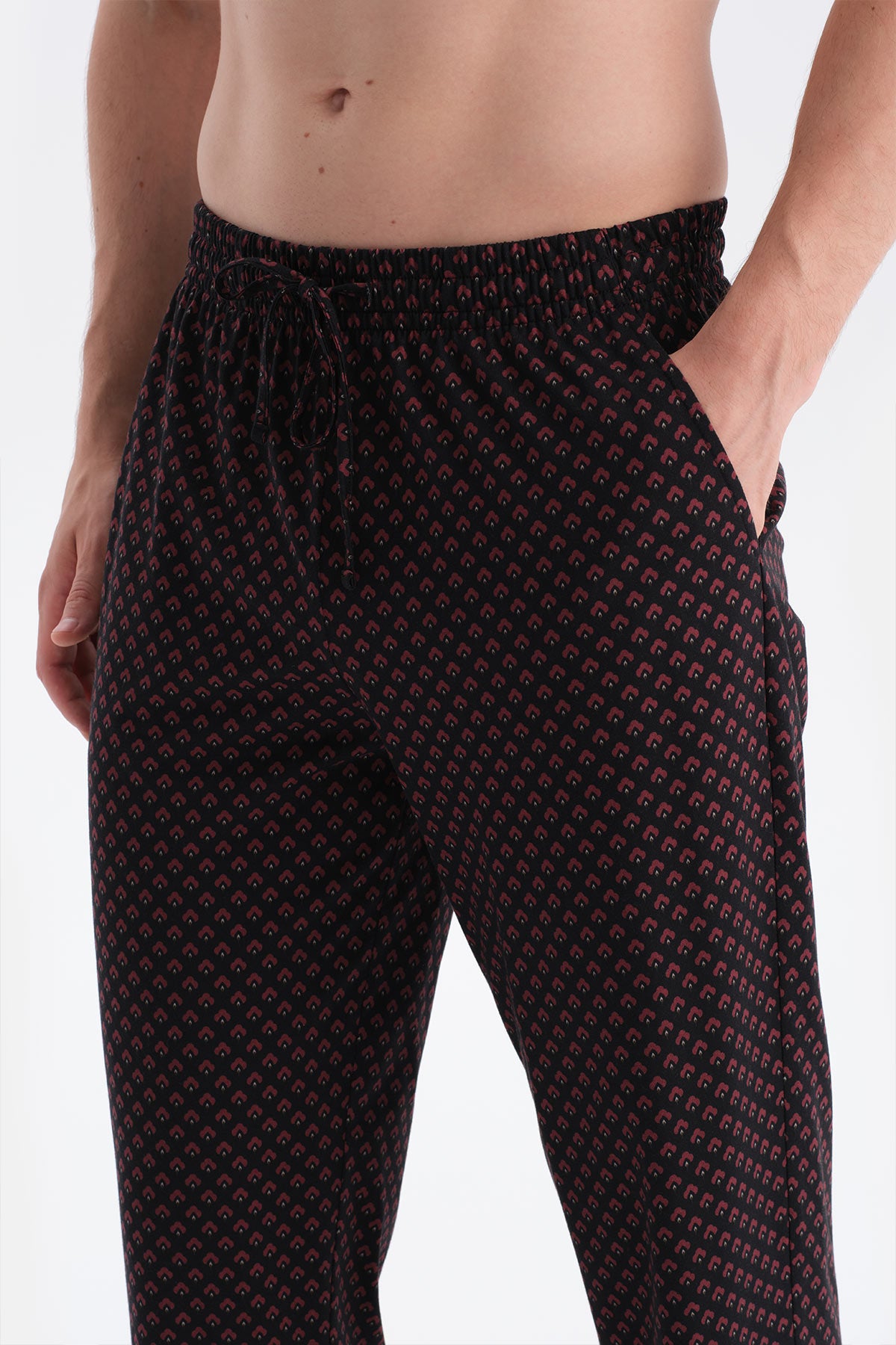 Siyah Kısa Kollu Patlı Tişört Pantolon Takım