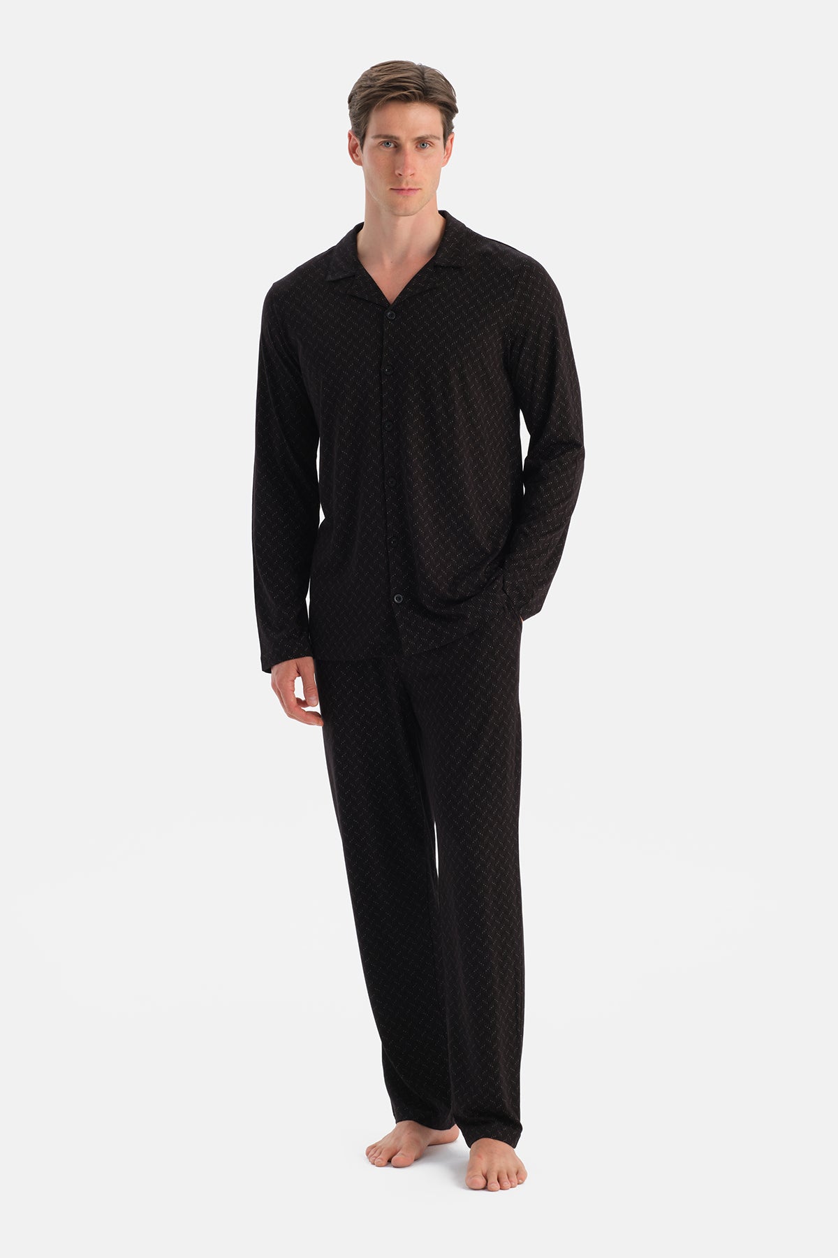 Siyah Uzun Kollu Gömlek Pantolon Takım