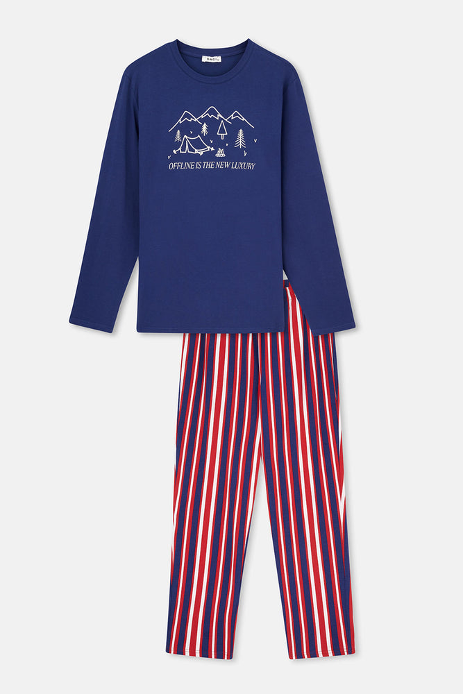 Lacivert Erkek Uzun Kollu Pijama Takımı