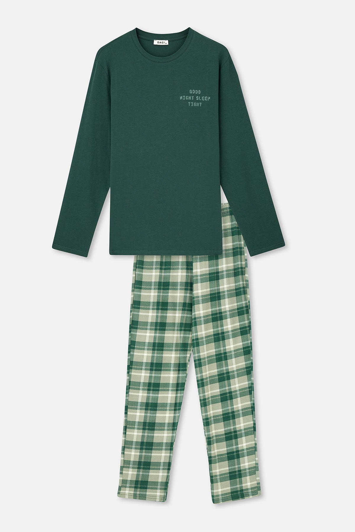 Yeşil Yeşil Erkek Uzun Kollu Pijama Takımı