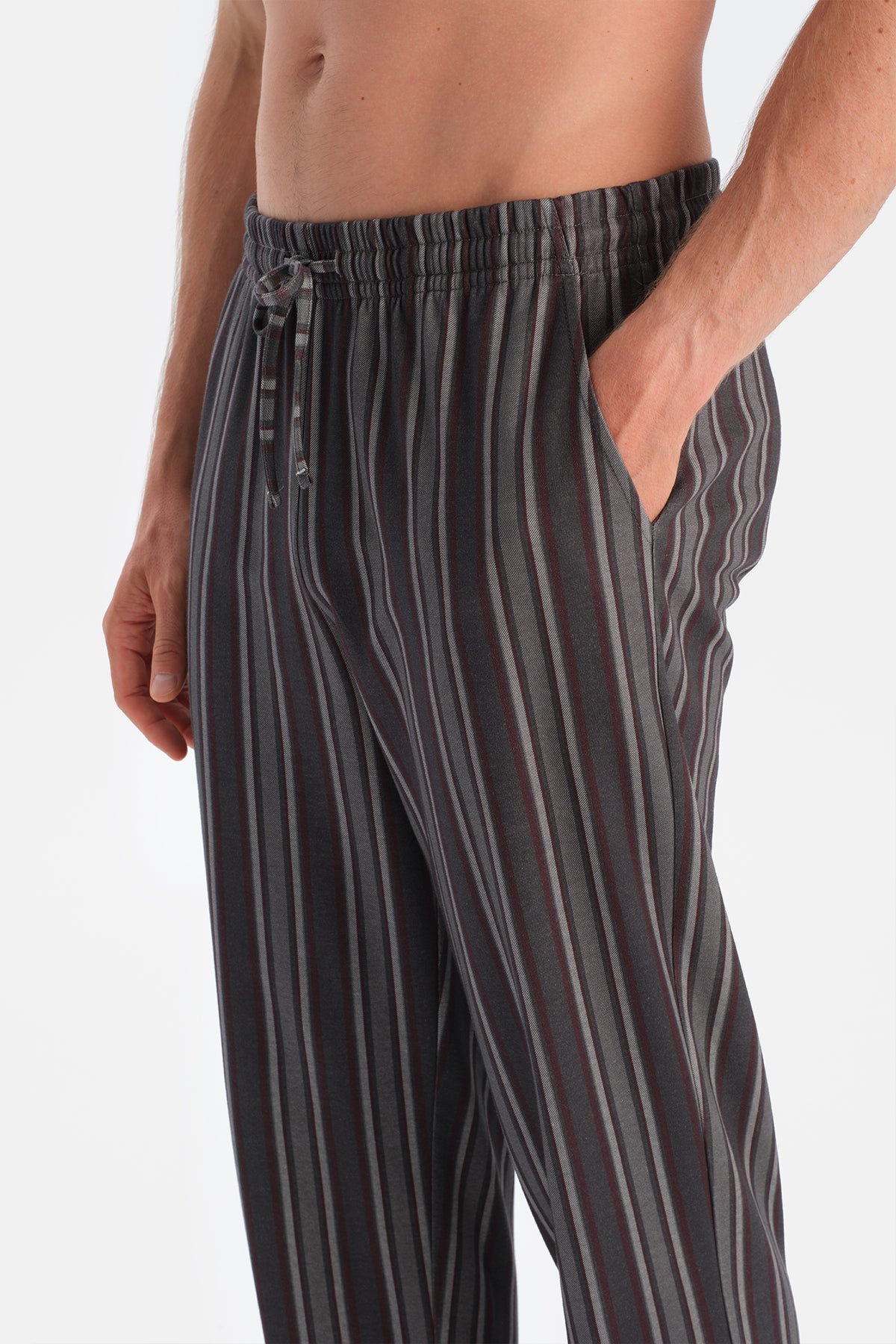 Gri Uzun Kollu Bisiklet Yaka Tişört Pantolon Takım