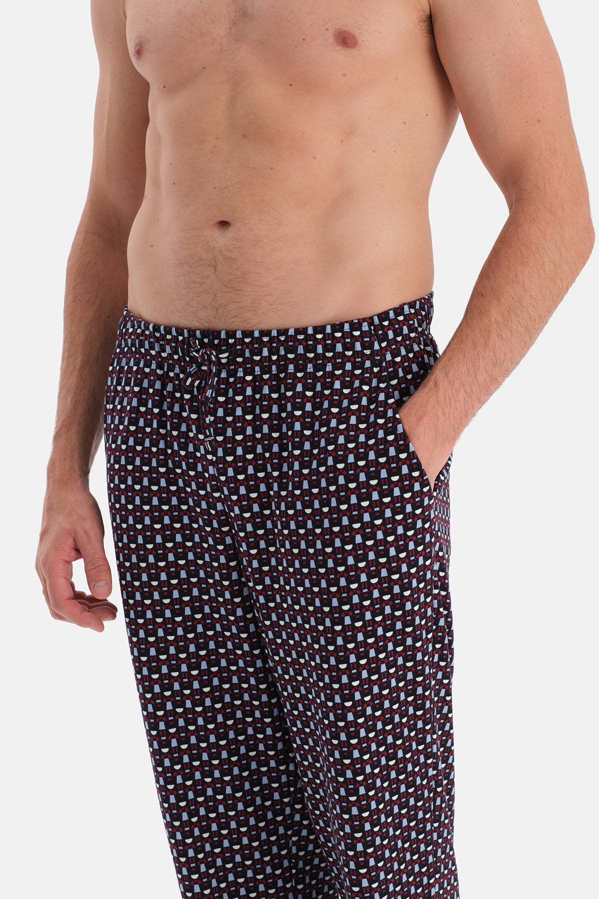 Lacivert Yaka Detaylı Tişört Pantolon Takım