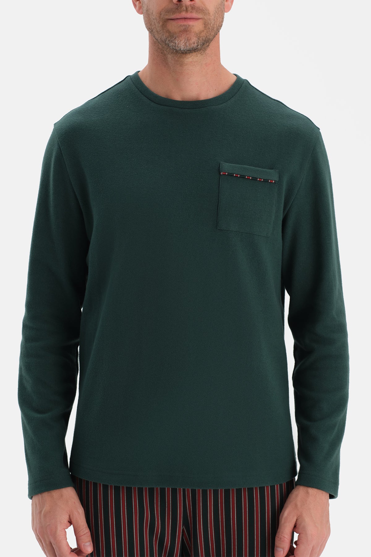 Yeşil Uzun Kollu Cepli Tişört Pantolon Takım