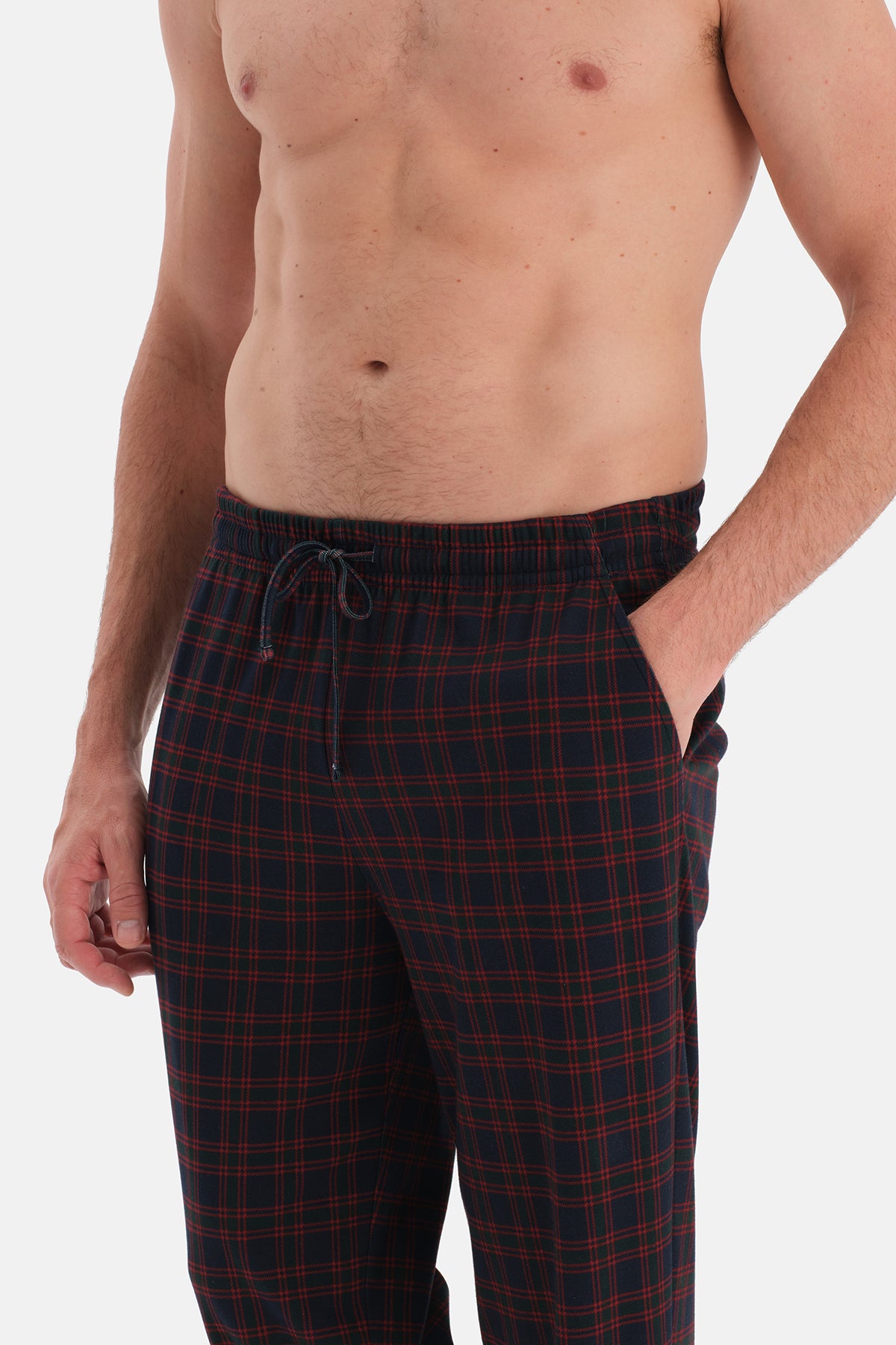 Lacivert Uzun Kollu Pat Ve Cep Detaylı Tişört Pantolon Takım