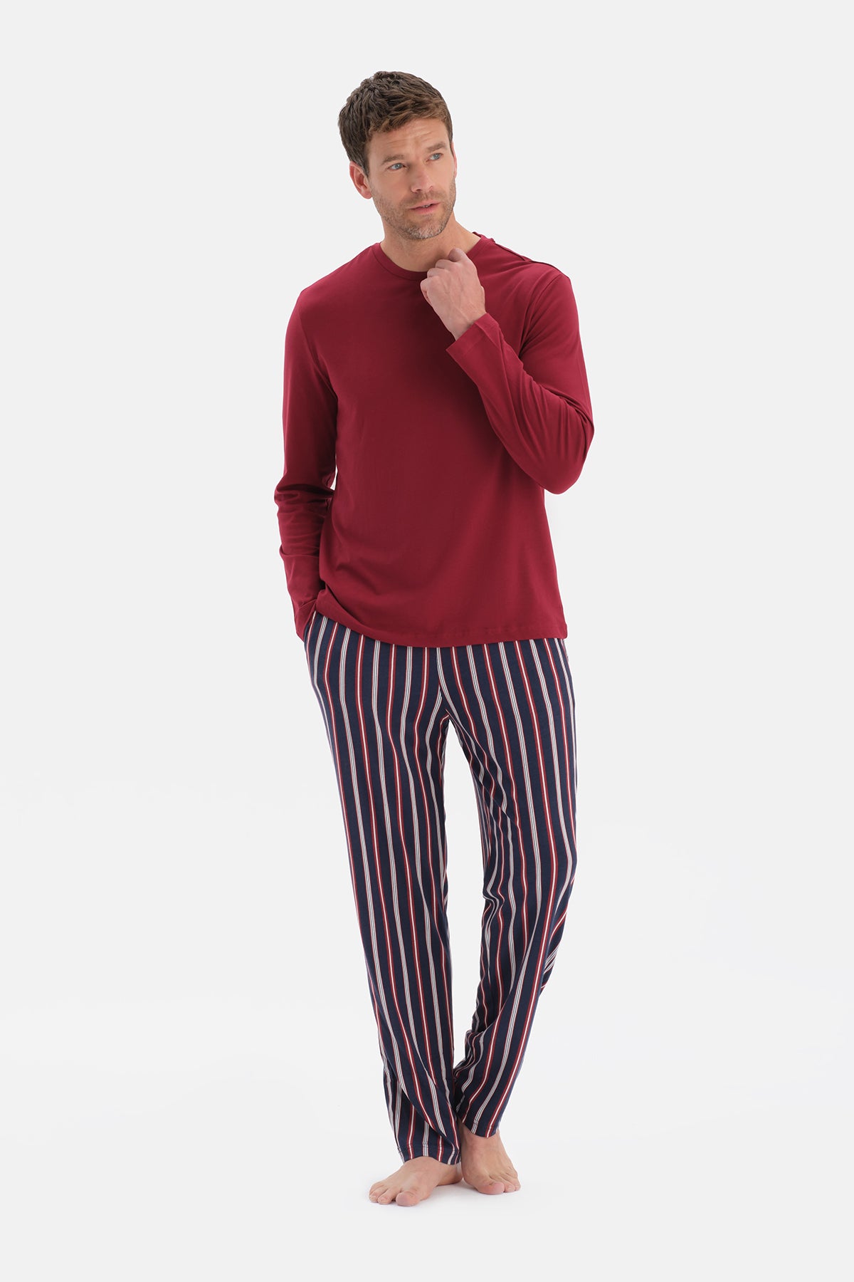 Lacivert Uzun Kollu Tişört Pantolon Takım