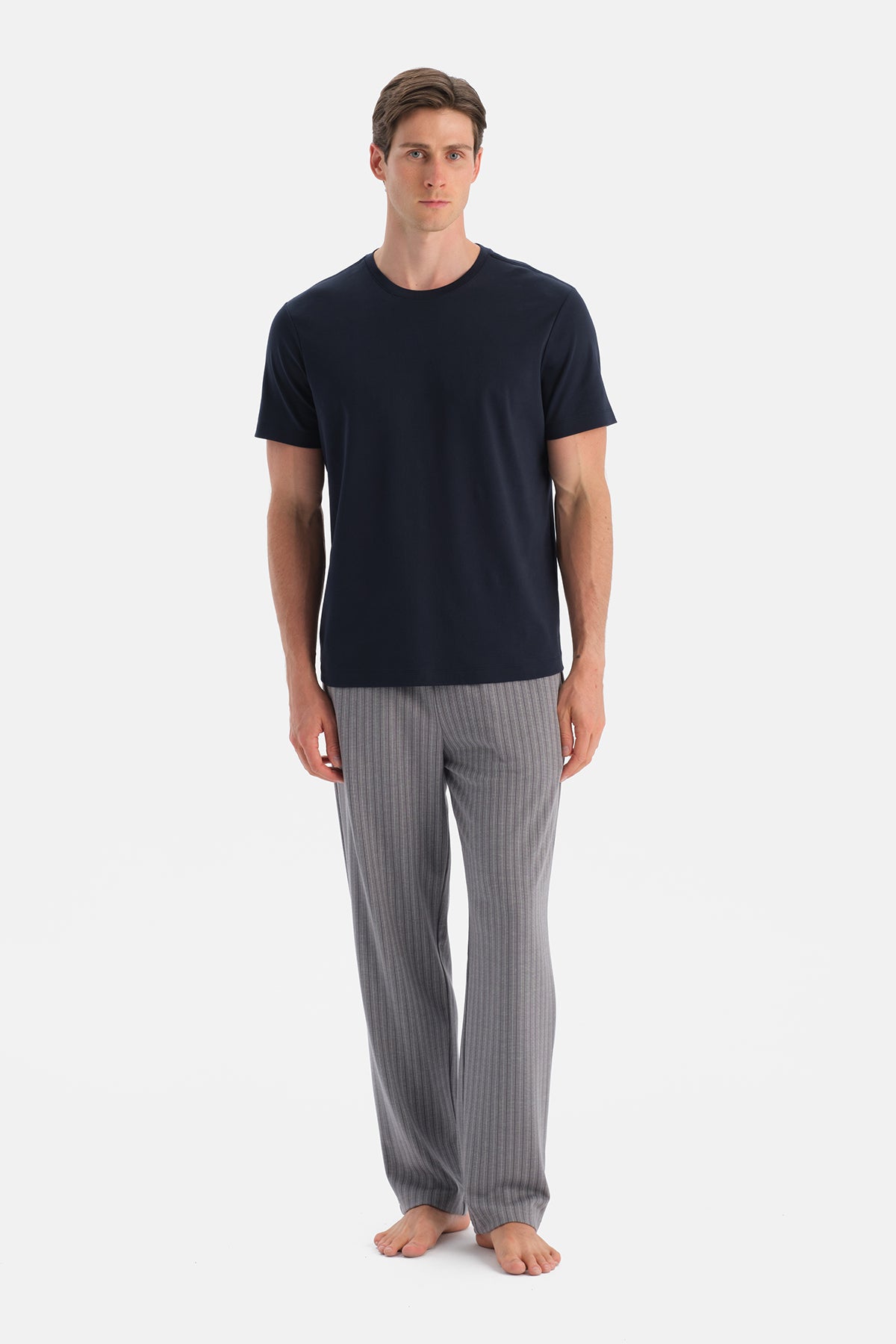 Gri Desenli Örme Pantolon