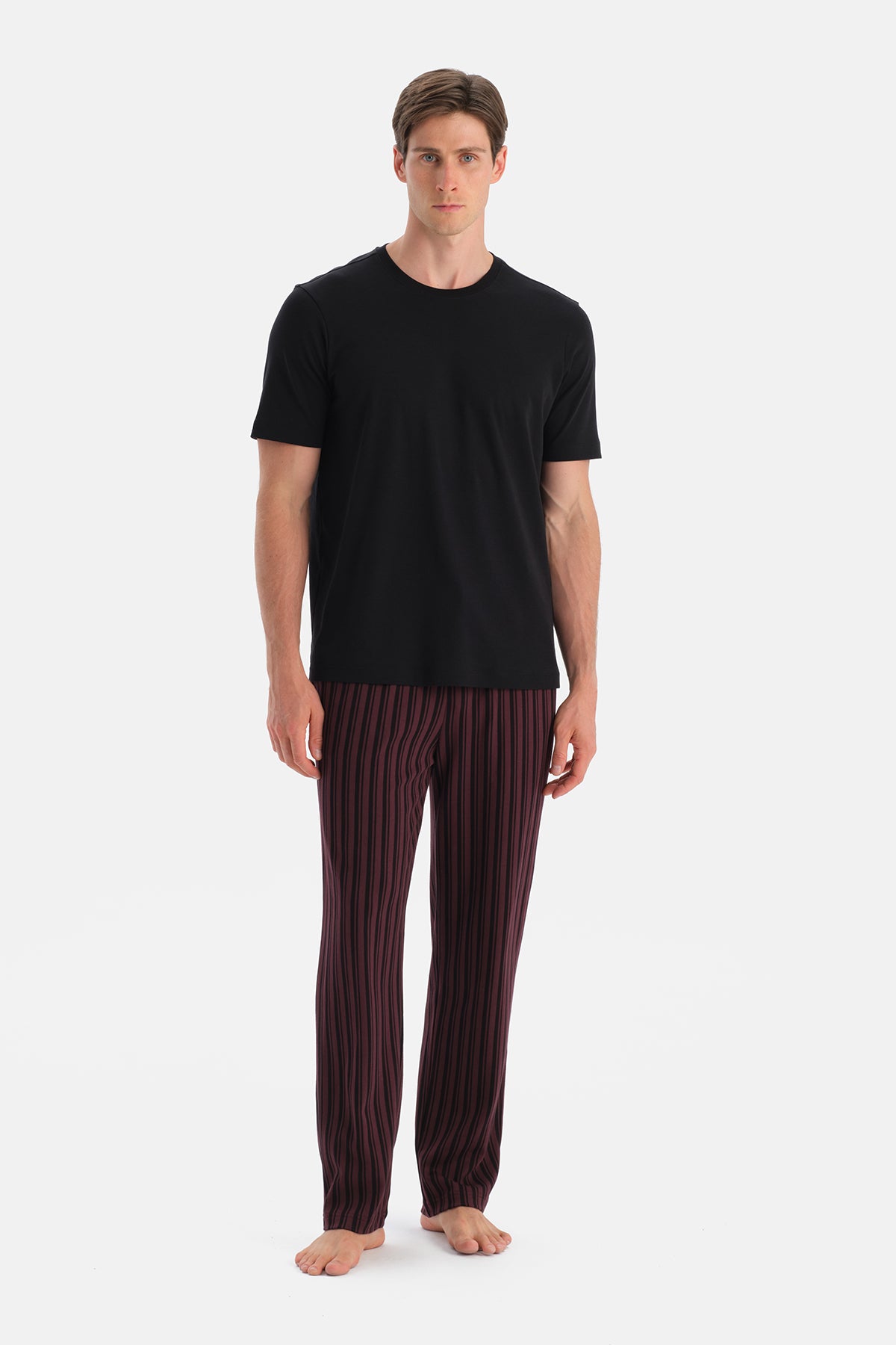 Bordo Desenli Örme Pantolon