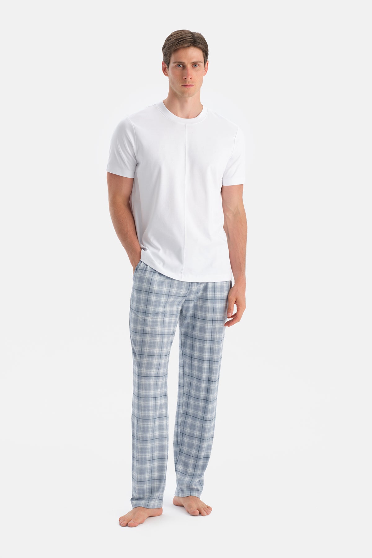 Lacivert-Mavi Penye Modal İkili Örme Pantolon