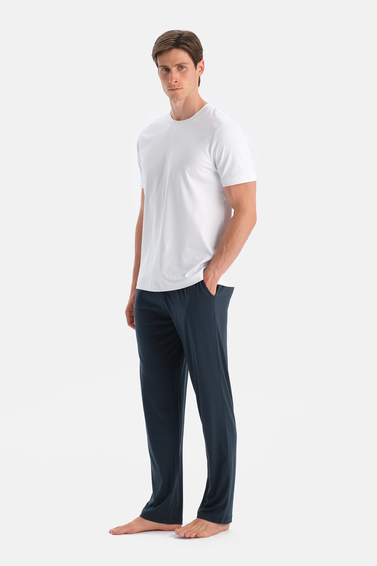 Lacivert-Mavi Penye Modal İkili Örme Pantolon