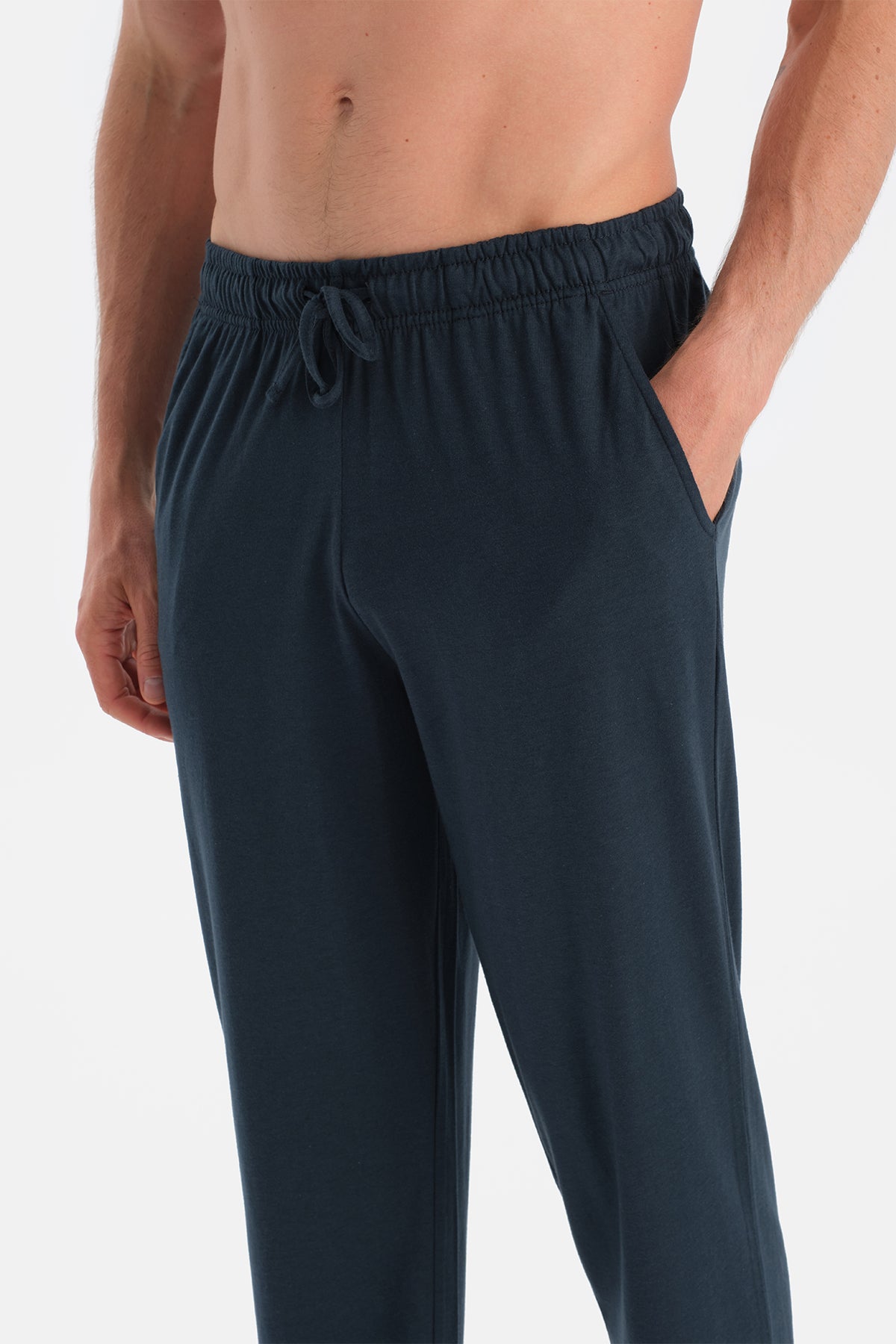 Lacivert-Mavi Penye Modal İkili Örme Pantolon