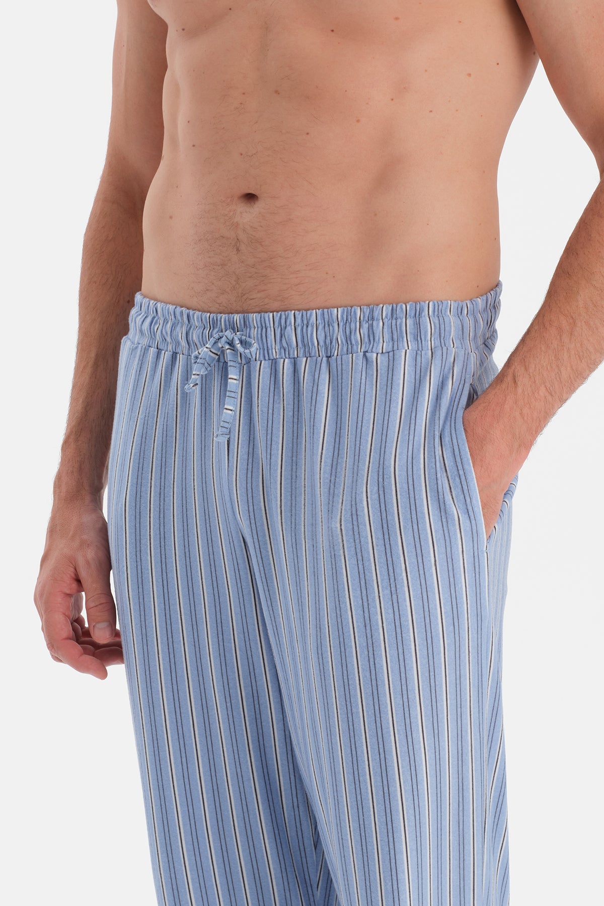 Mavi Desenli Örme Pantolon