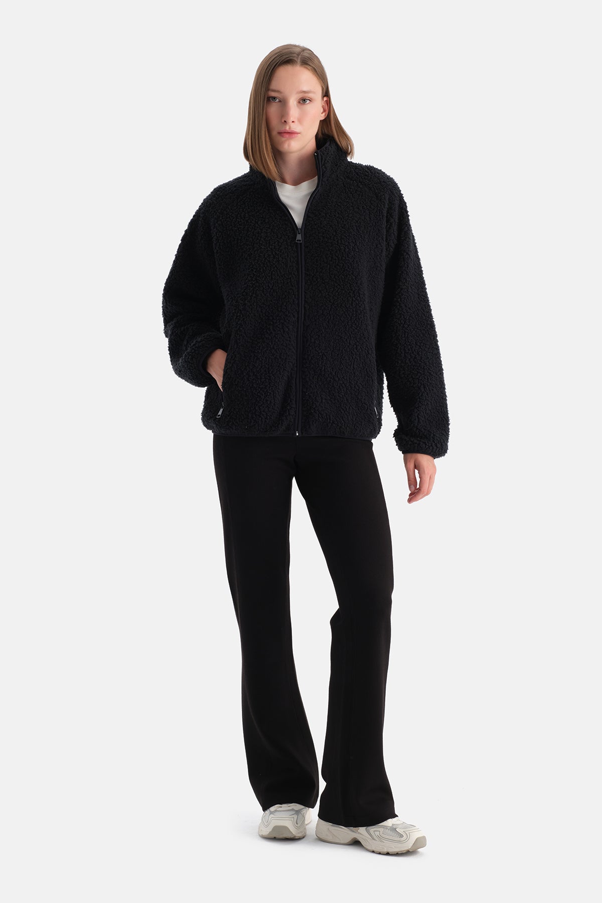 Siyah Kadın Polar Sweatshırt