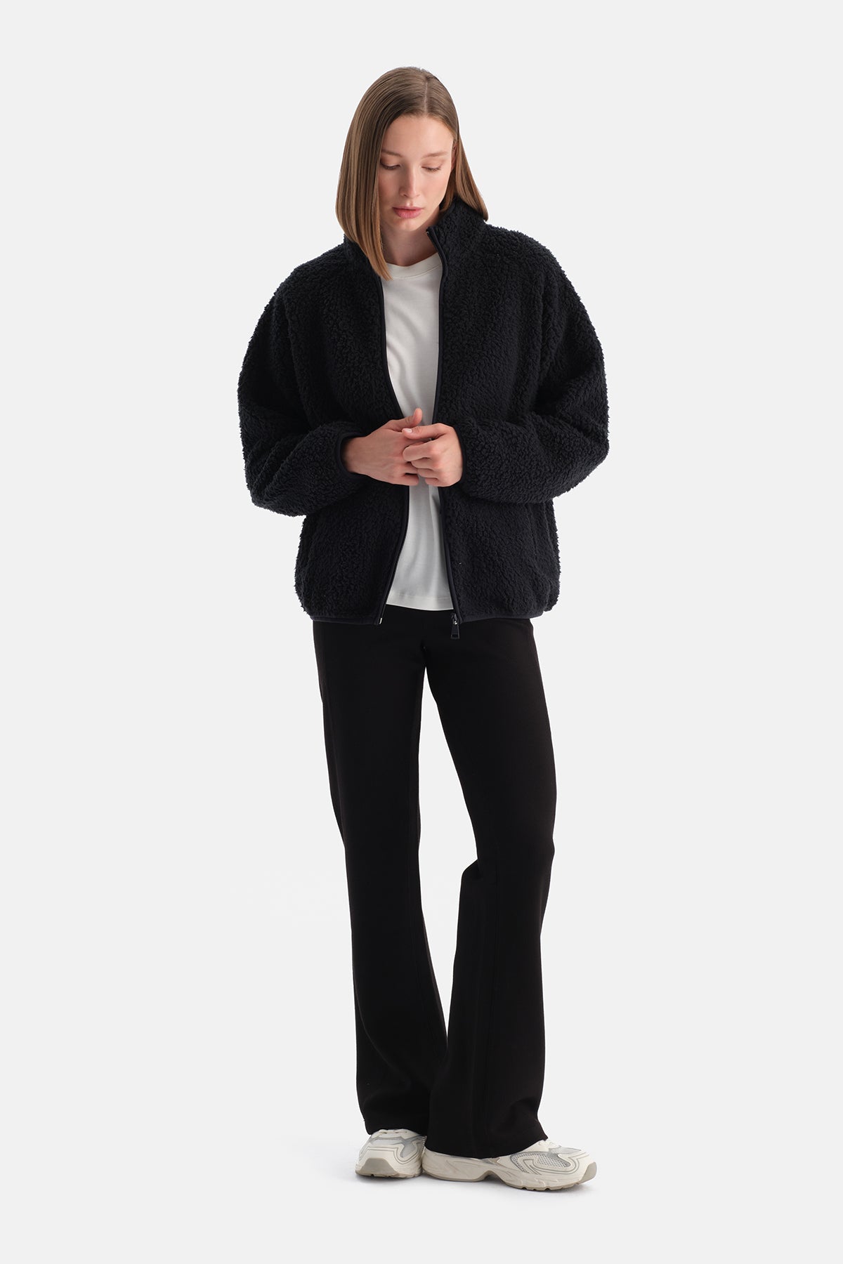 Siyah Kadın Polar Sweatshırt