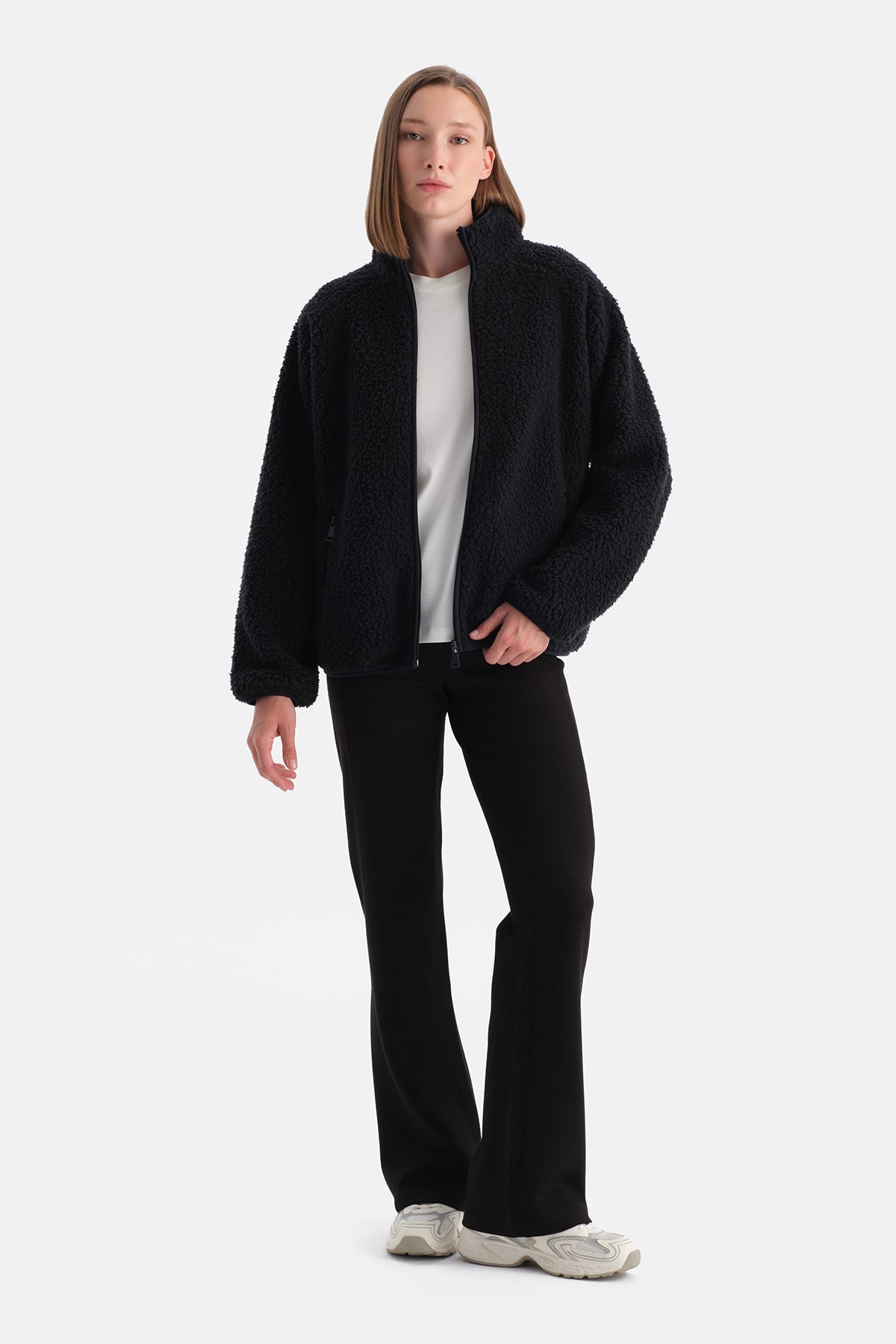 Siyah Kadın Polar Sweatshırt