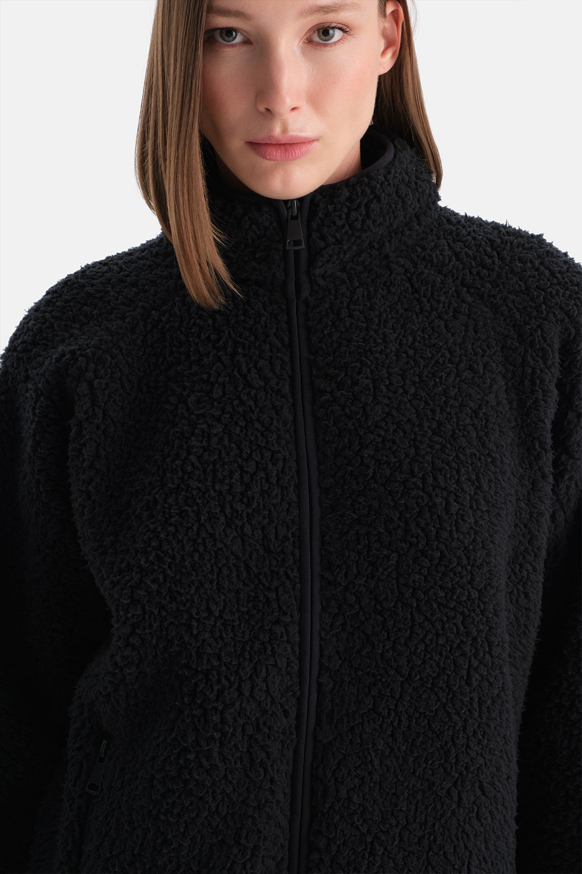 Siyah Kadın Polar Sweatshırt