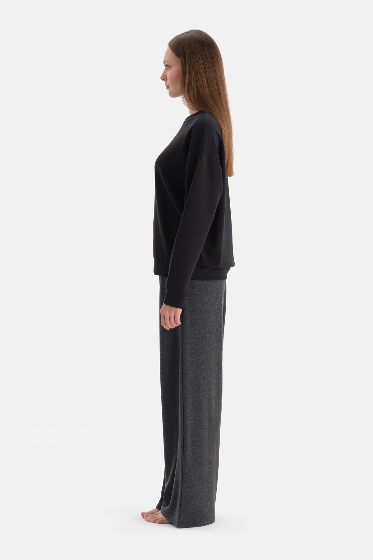 Siyah Basic Modal Sweatshirt