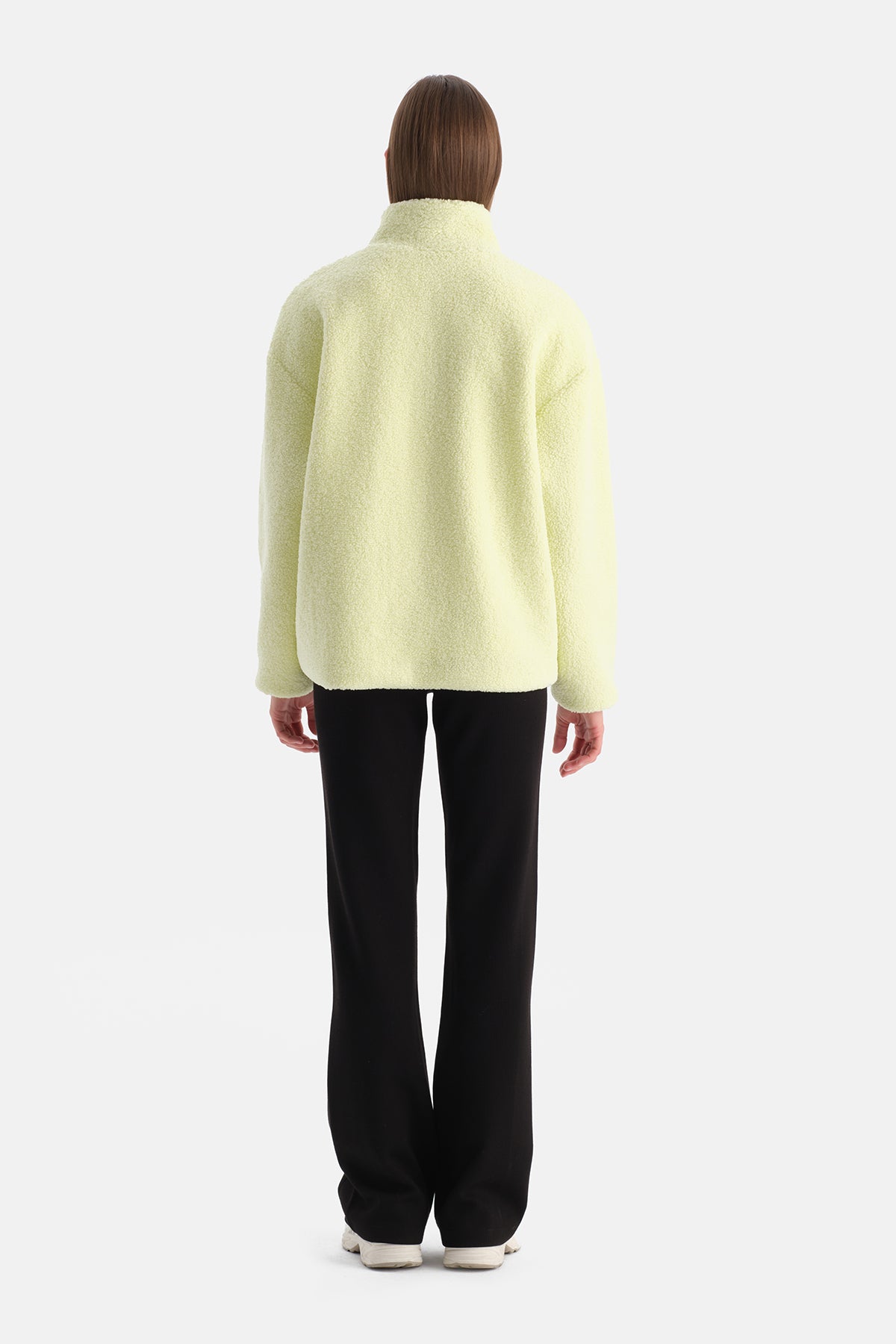 Açık Yeşil Kadın Önden Fermuarlı Polar Mont