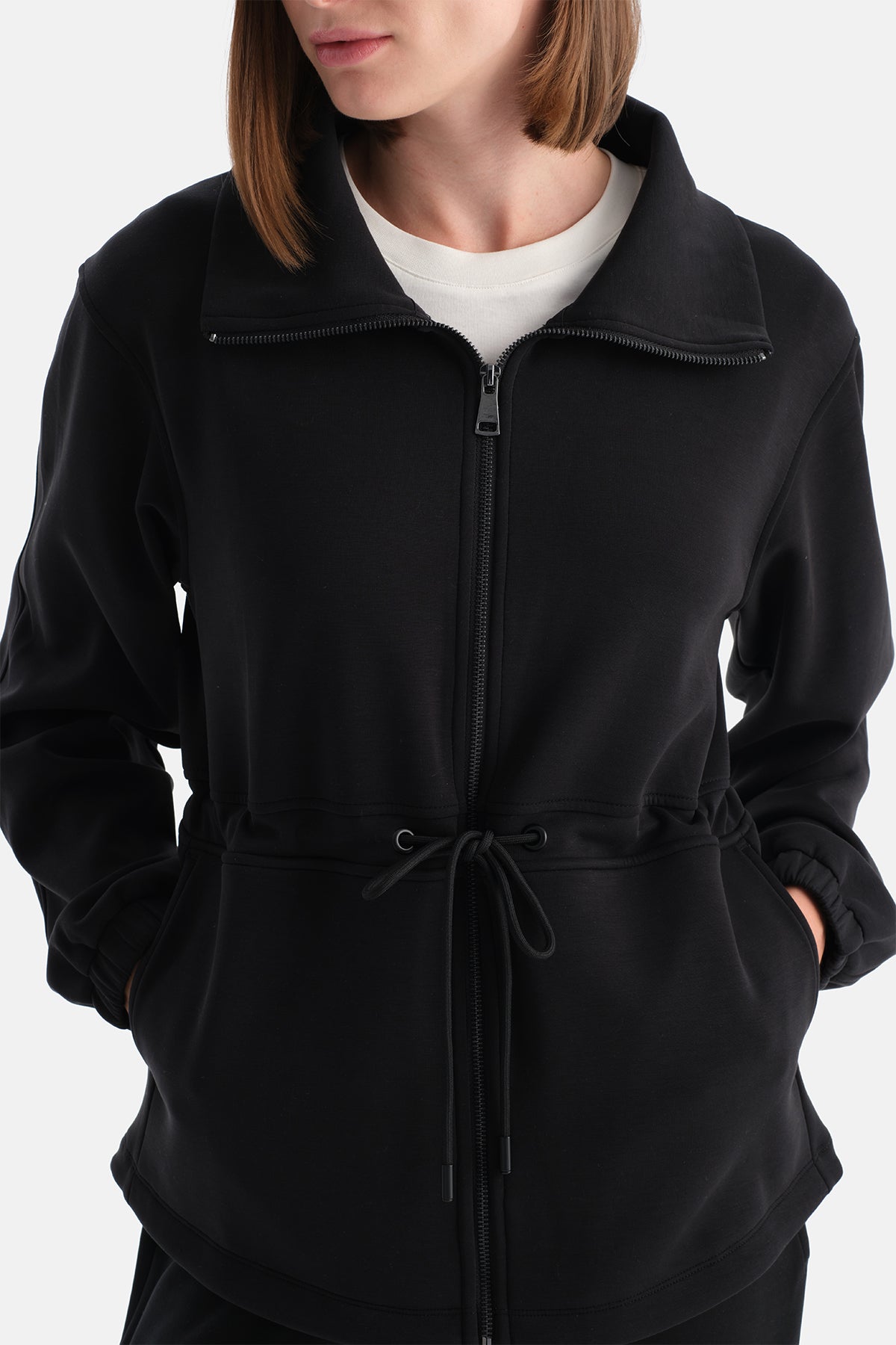 KADIN BEL BÜZGÜLÜ UZUN MODAL SWEATSHIRT