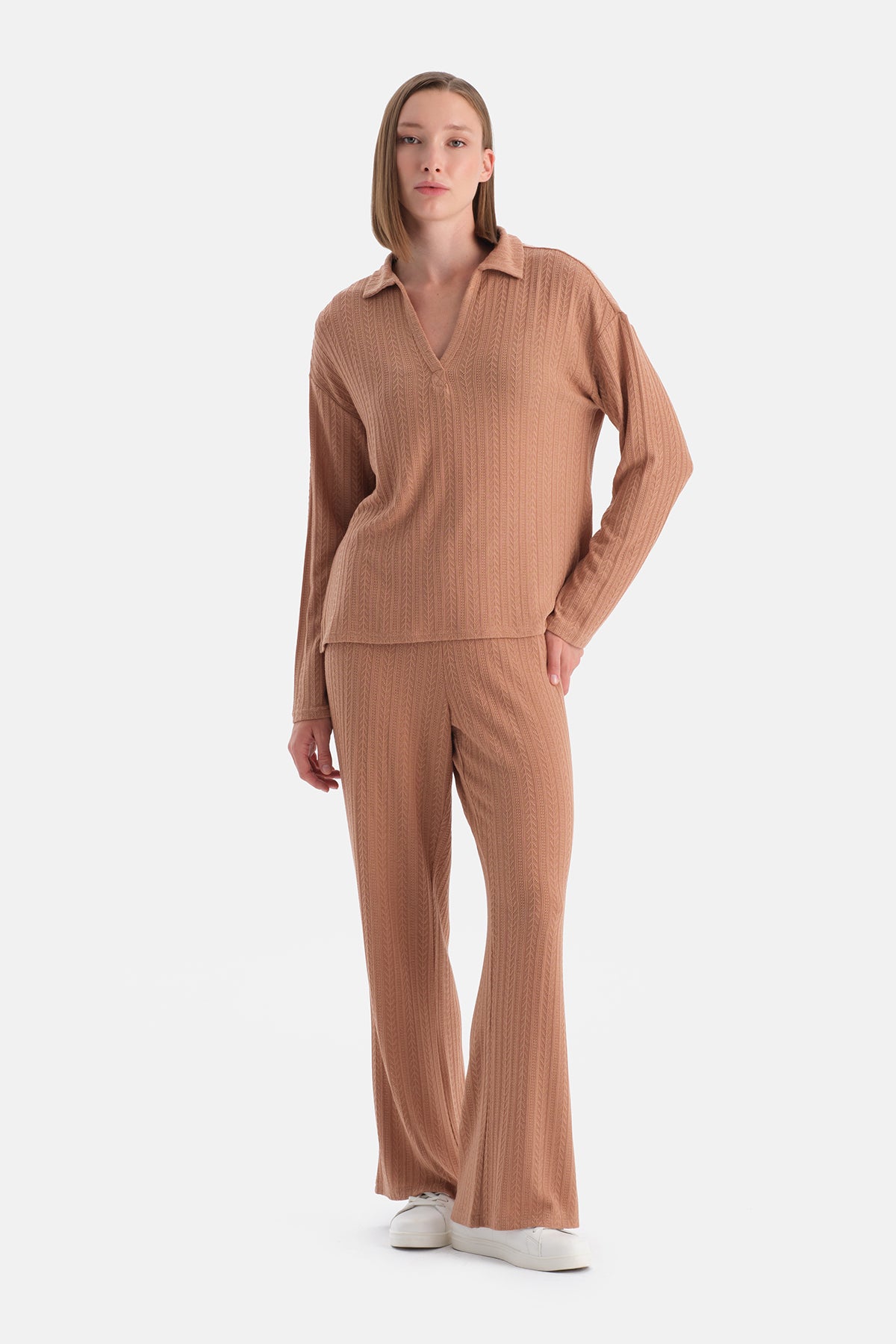 Mocha Örgü Detaylı Pantolon