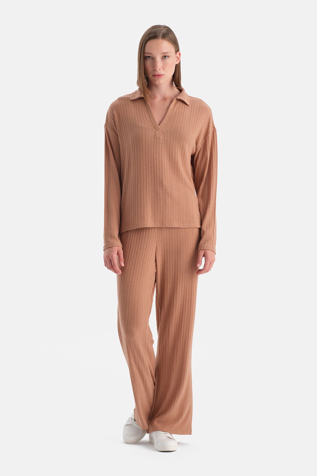 Mocha Örgü Detaylı Pantolon