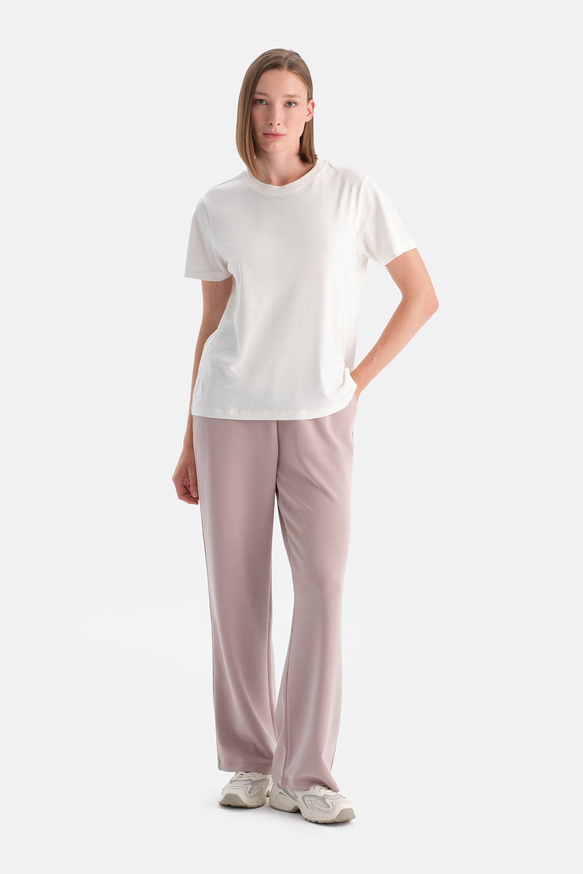 Pudra Kadın Modal Tek Biye Detaylı Eşofman Altıı