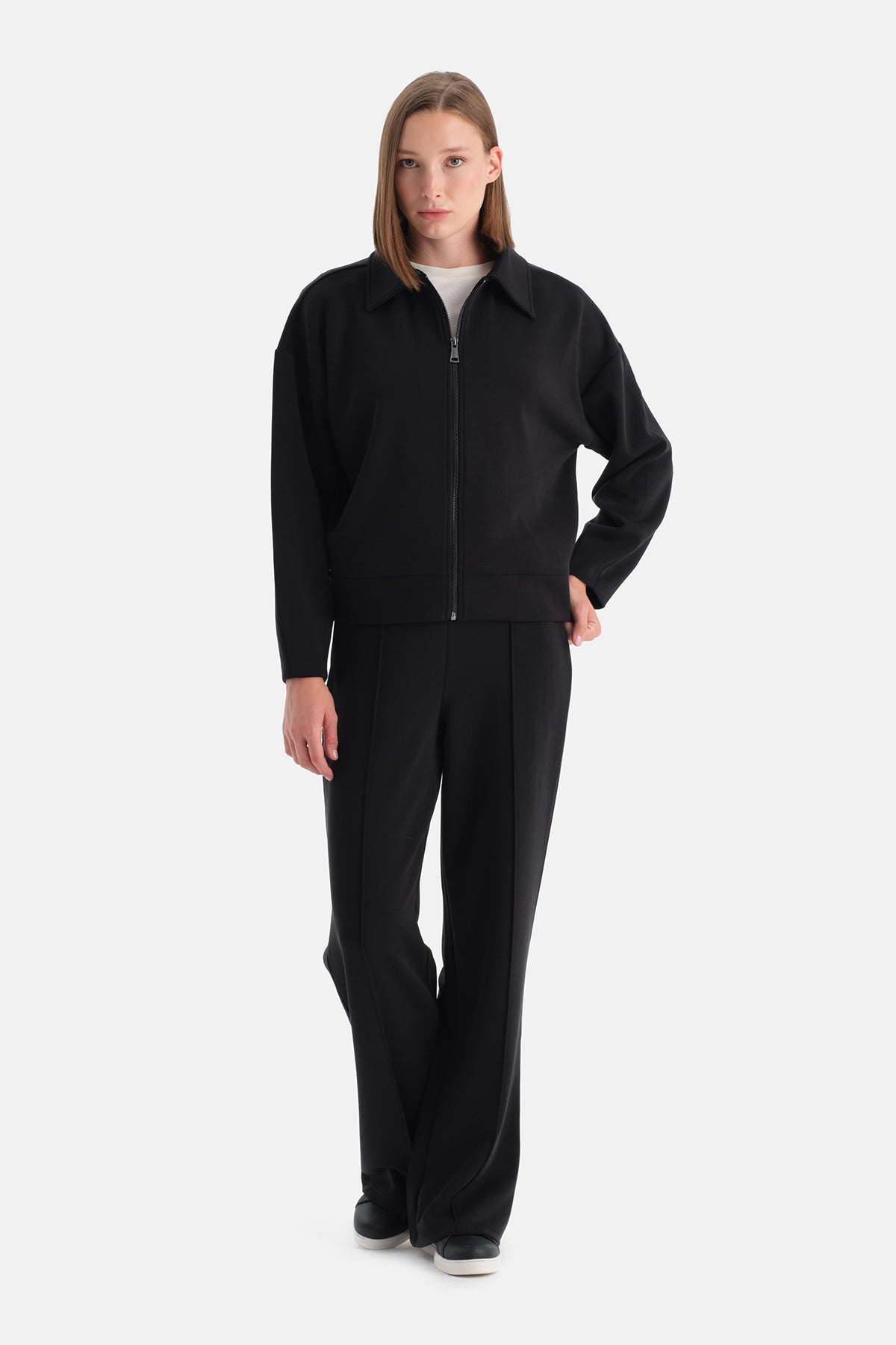 Siyah Travel İçi Şardonlu Modal Pantolon