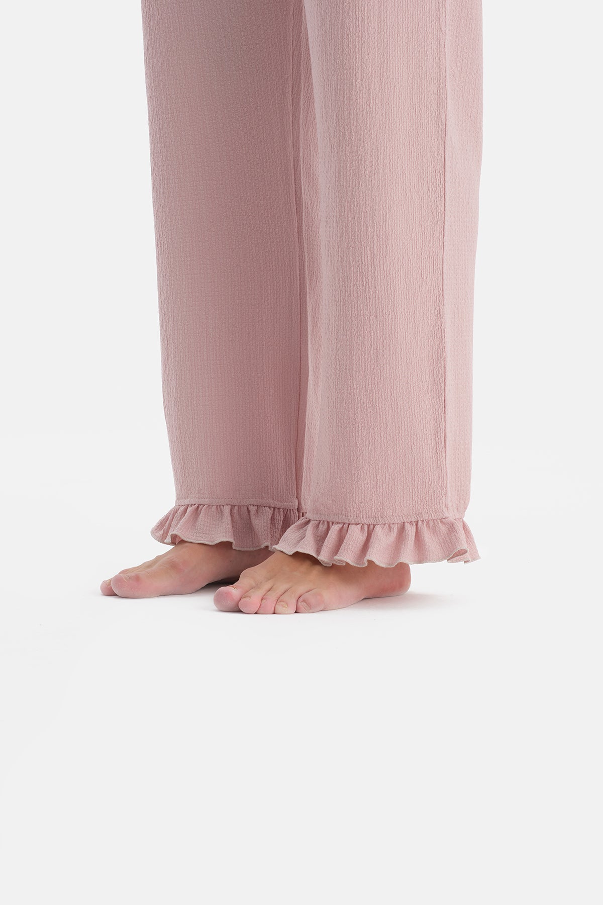 Açık Pembe Biyeli Gömlek Pantolon Takım