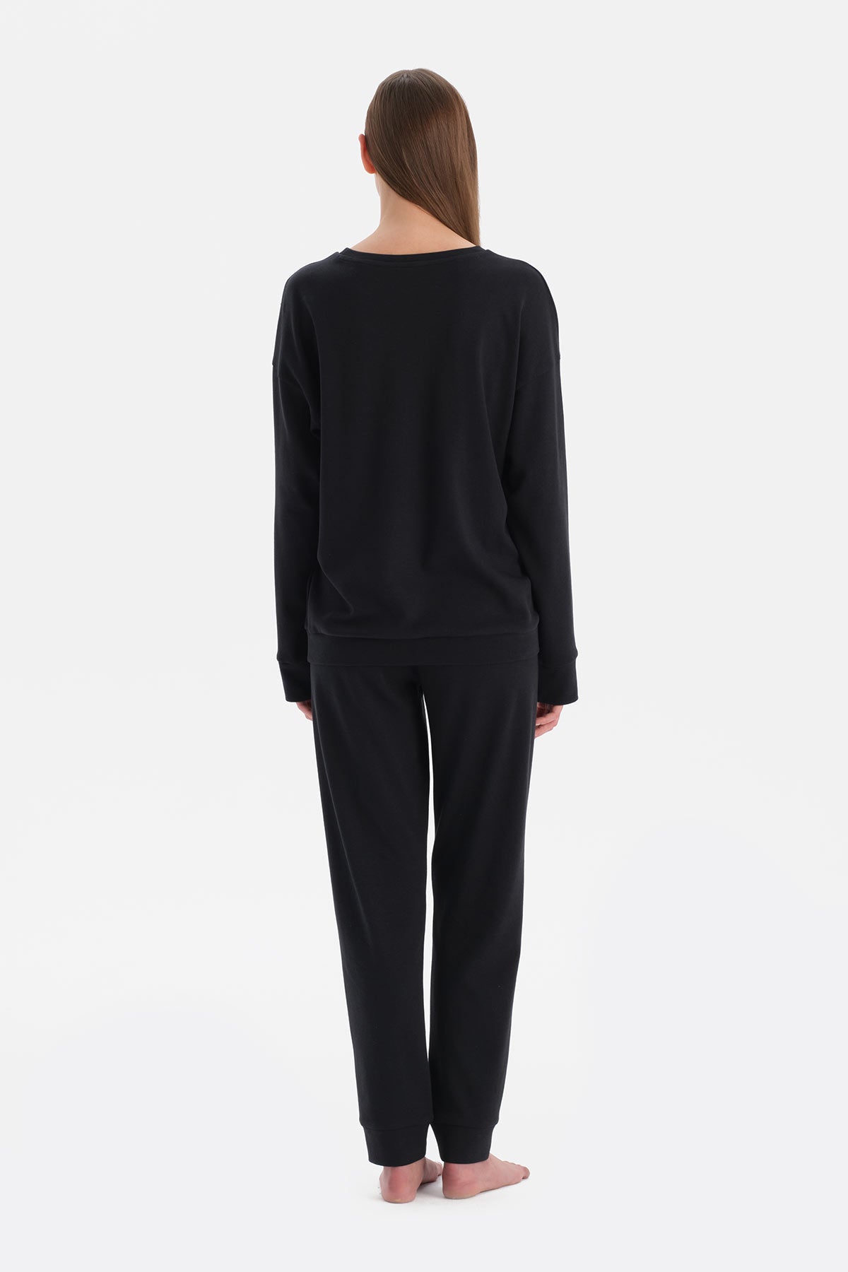 Siyah Bisiklet Yaka Jogger Paça Celliant Pijama Takımı