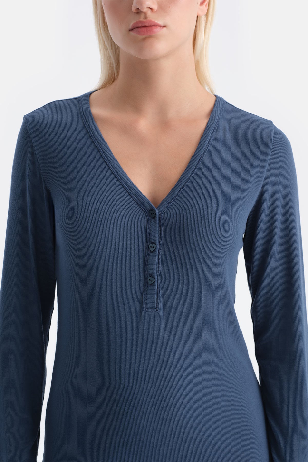 Indigo Uzun Kollu Kaşkore Tişört Pantolon Takım