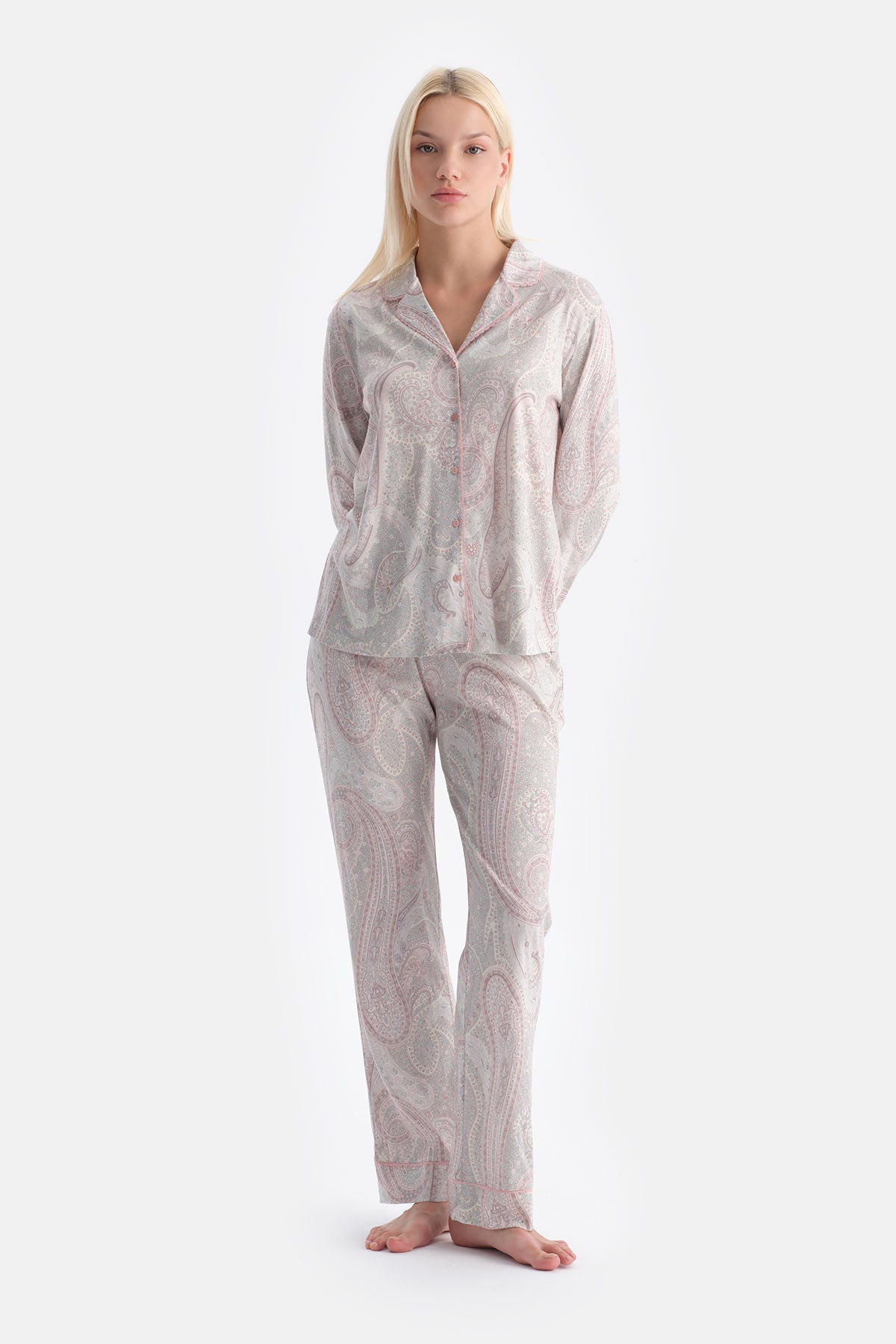 Multicolor Şal Desenli Gömlek Pantolon Takım