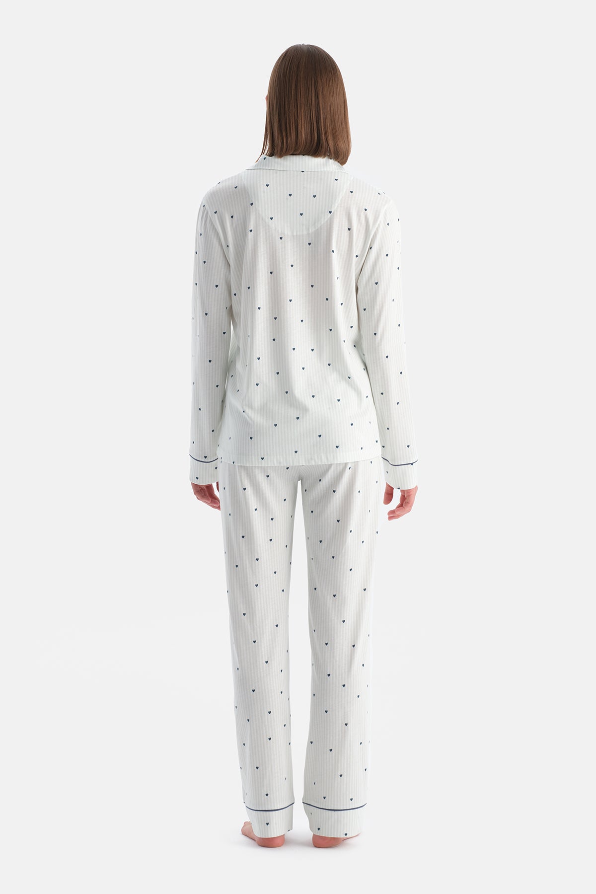 Su Yeşili Kalpli Gömlek Pantolon Takım