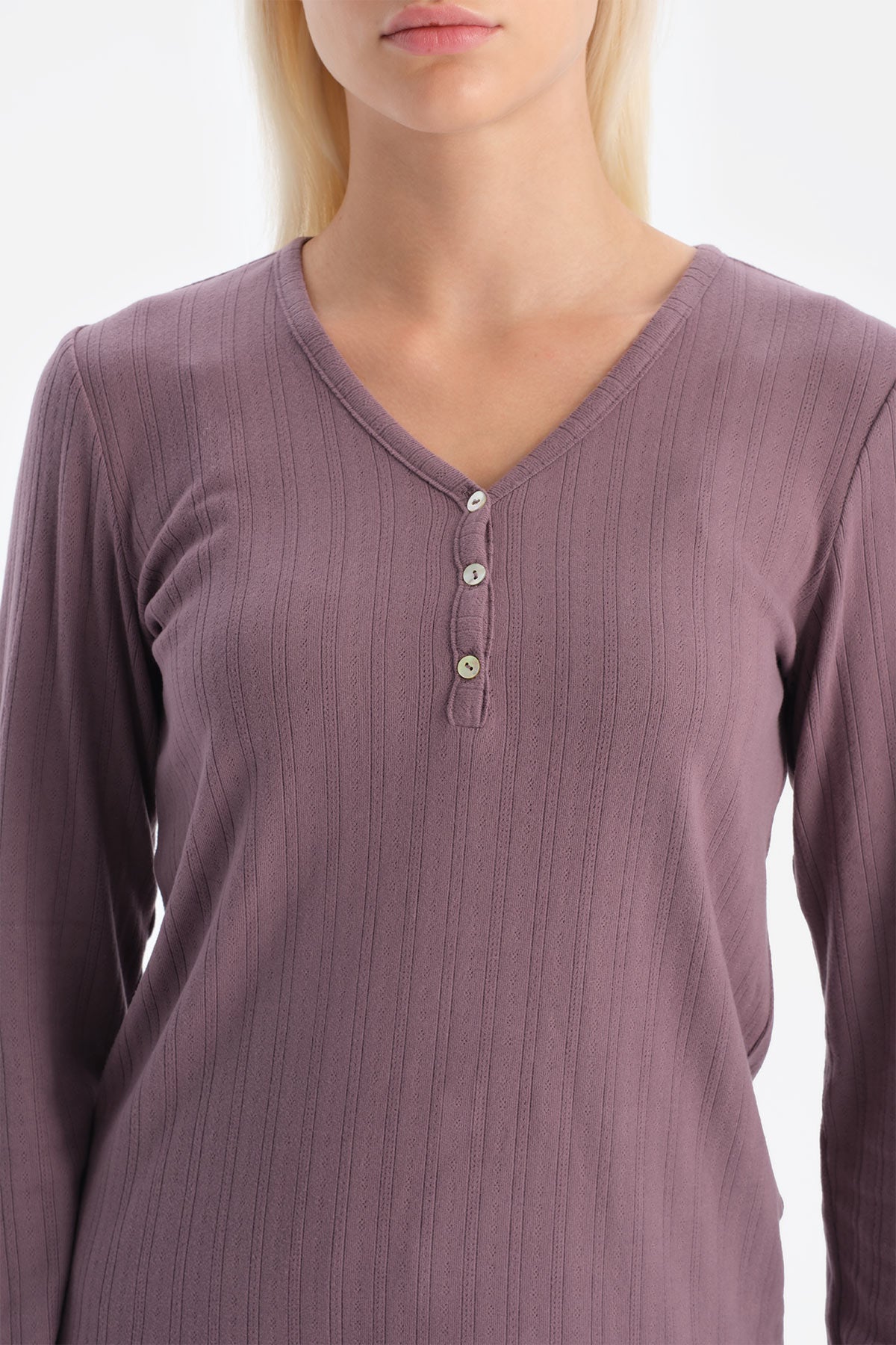 Mürdüm Travel Pointel V Yaka Tişört Pantolon Pijama Seti