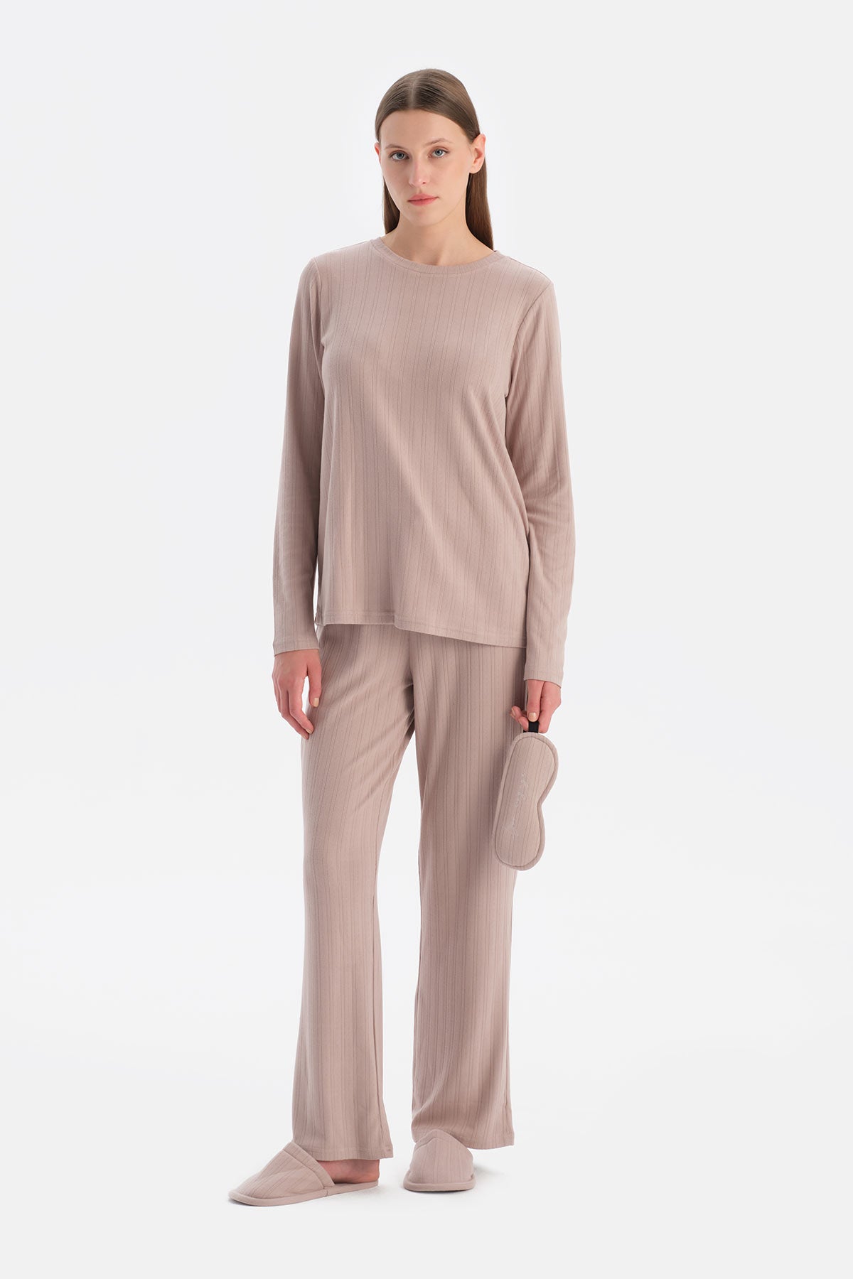 Vizon Travel Pointel Bisiklet Yaka Tişört Pantolon Pijama Seti