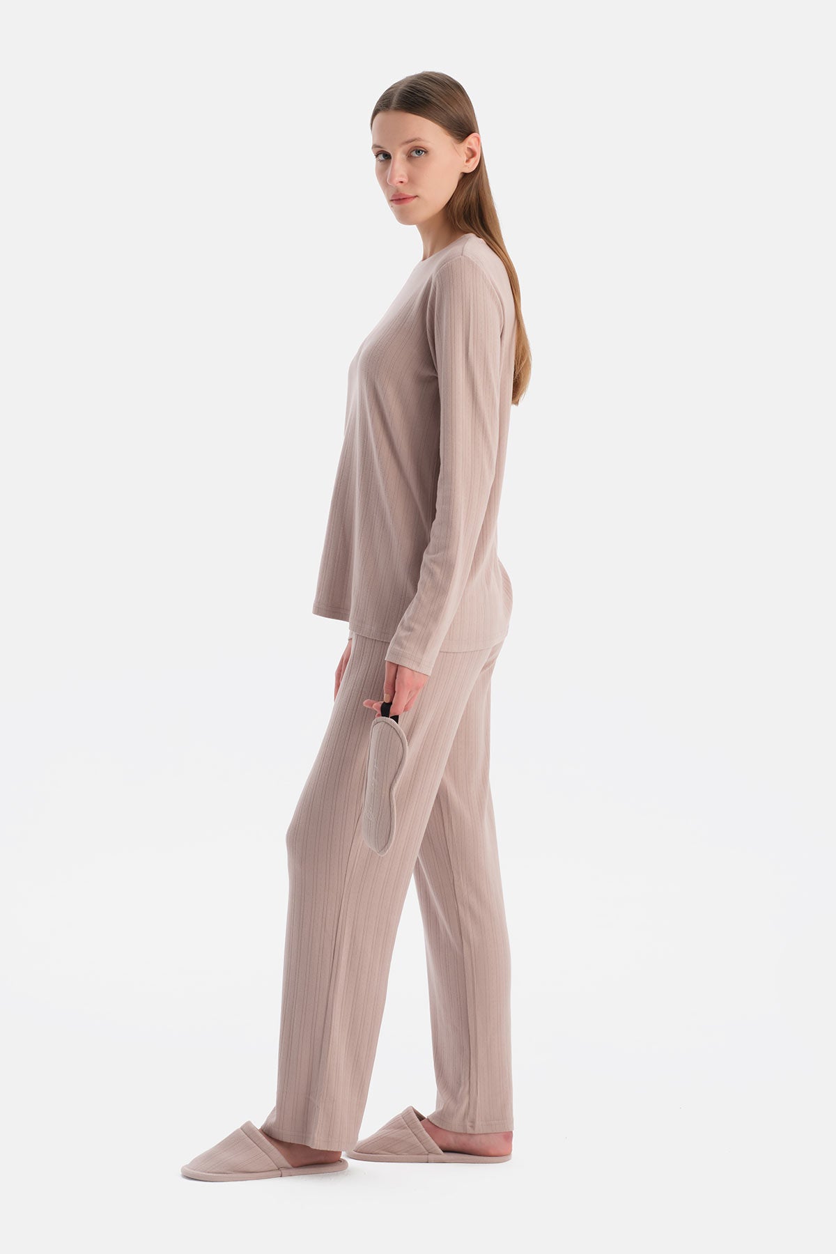 Vizon Travel Pointel Bisiklet Yaka Tişört Pantolon Pijama Seti