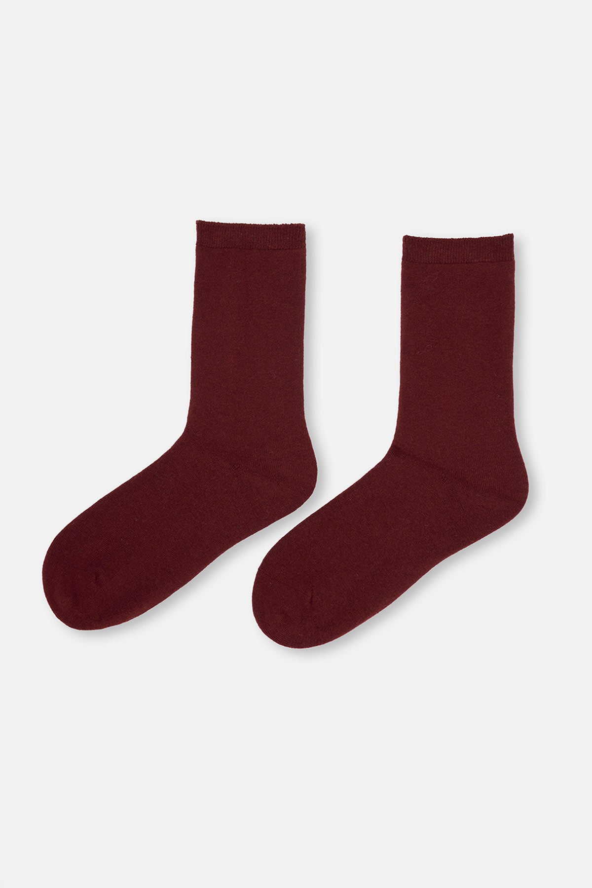 Bordo Kadın Yün Karışımlı Basic Çorap