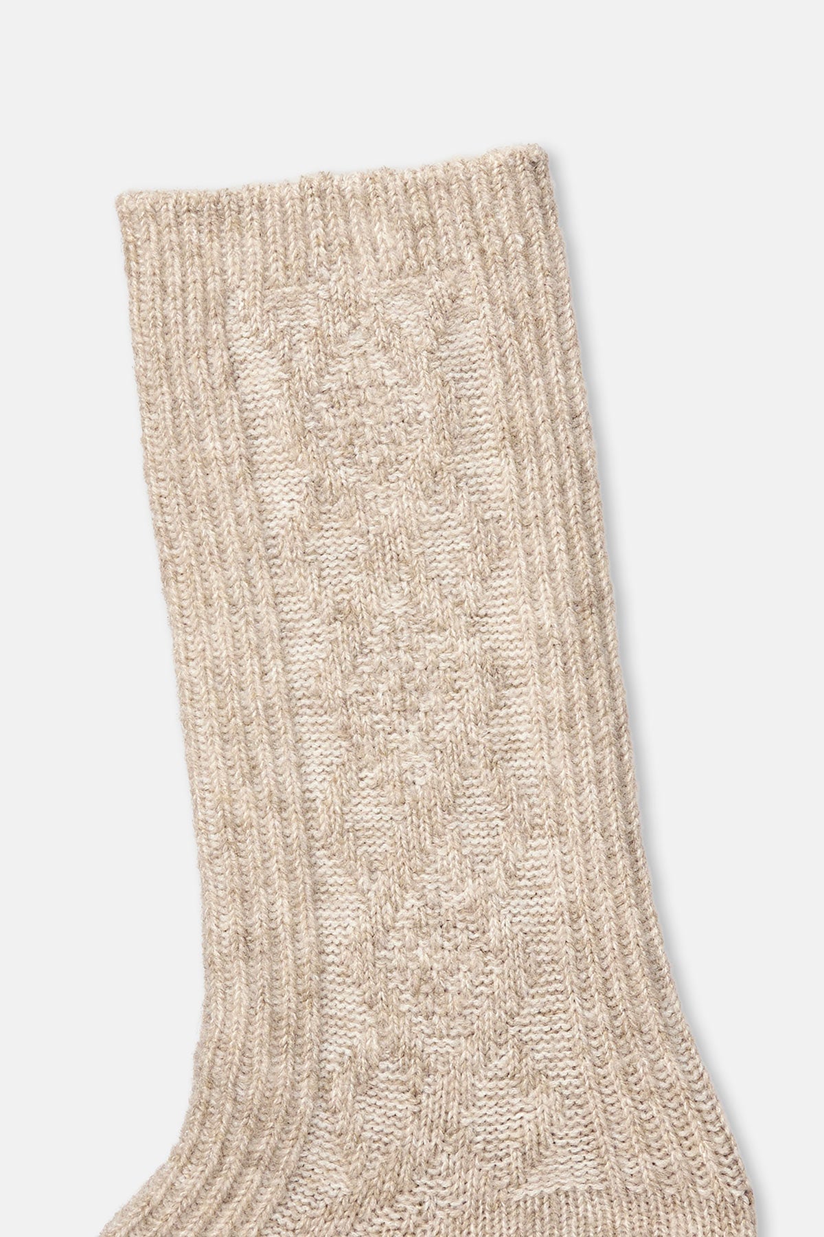 Bej Kadın Örgü Desenli Cosy Çorap