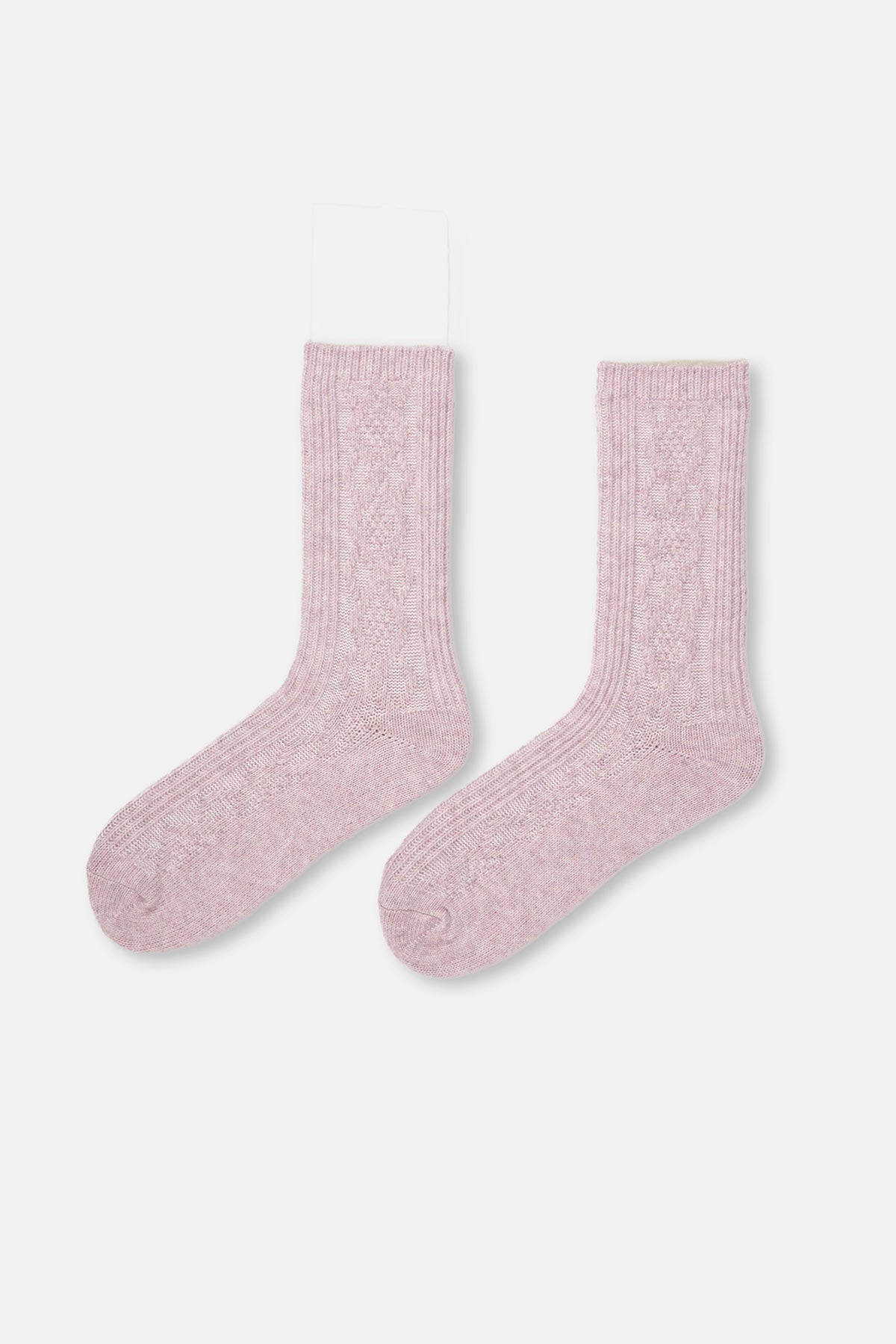 Lila Kadın Örgü Desenli Cosy Çorap