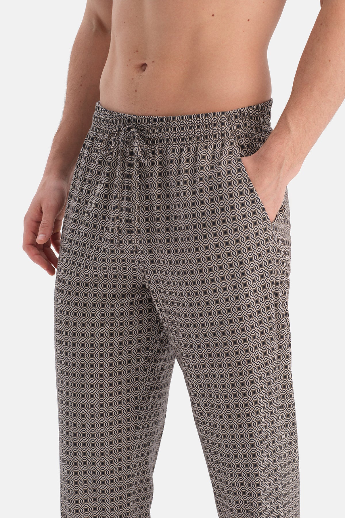 Multicolor Geometrik Desenli Pamuk Modal Gömlek Pantolon Takım