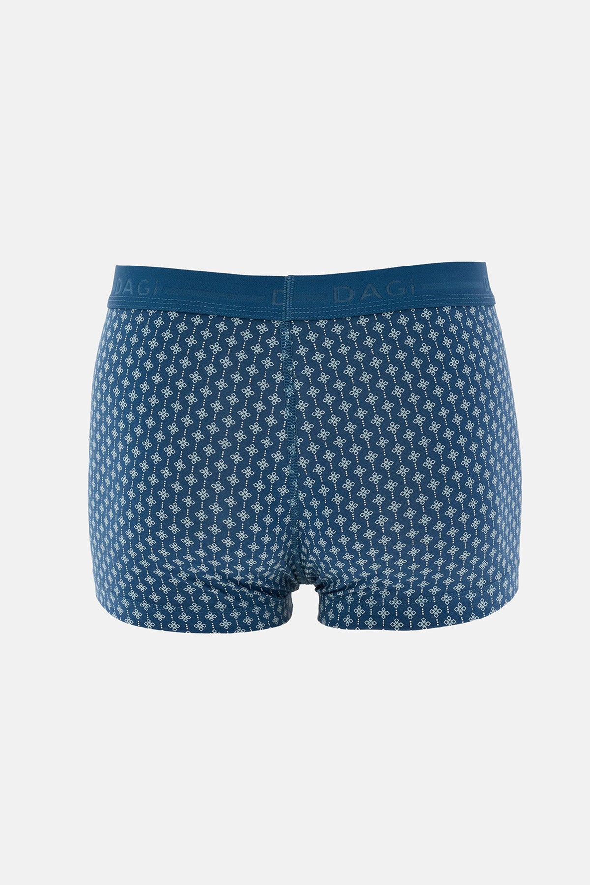 Açık Mavi-Mavi 3'lu Desenli Pamuk Boxer