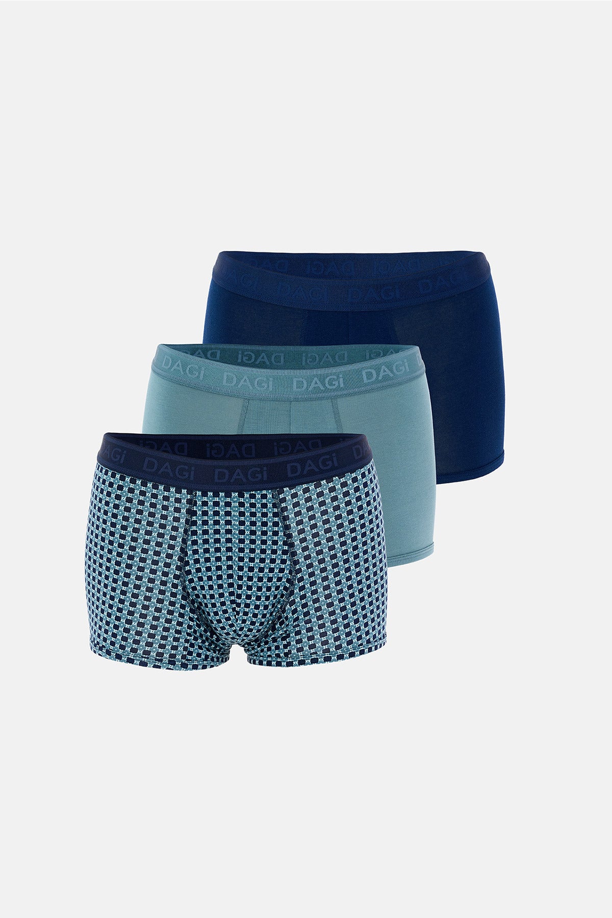 LACİVERT-SU YEŞİLİ 3'lü Desenli Micro Modal Boxer