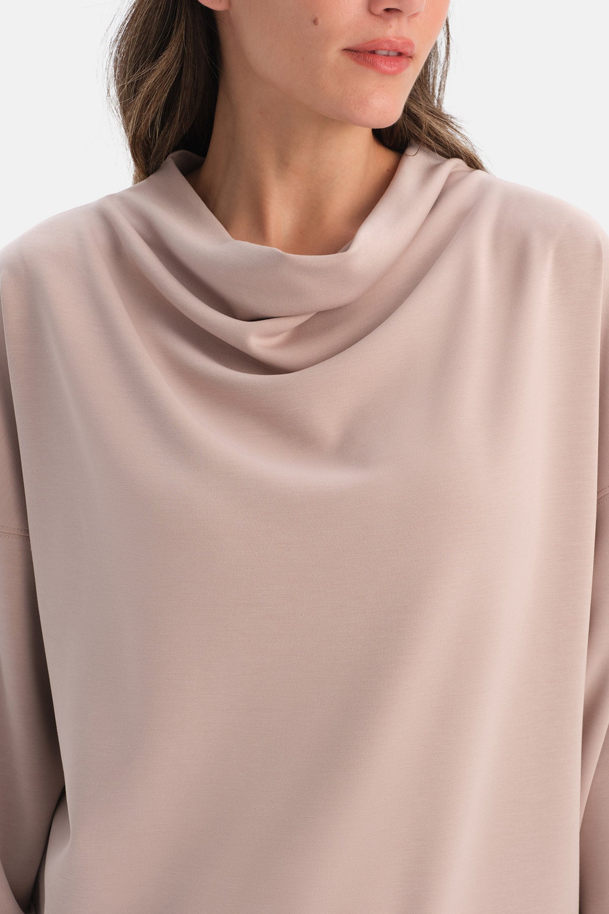 Sütlü Kahve Dökümlü Yaka Sweatshirt