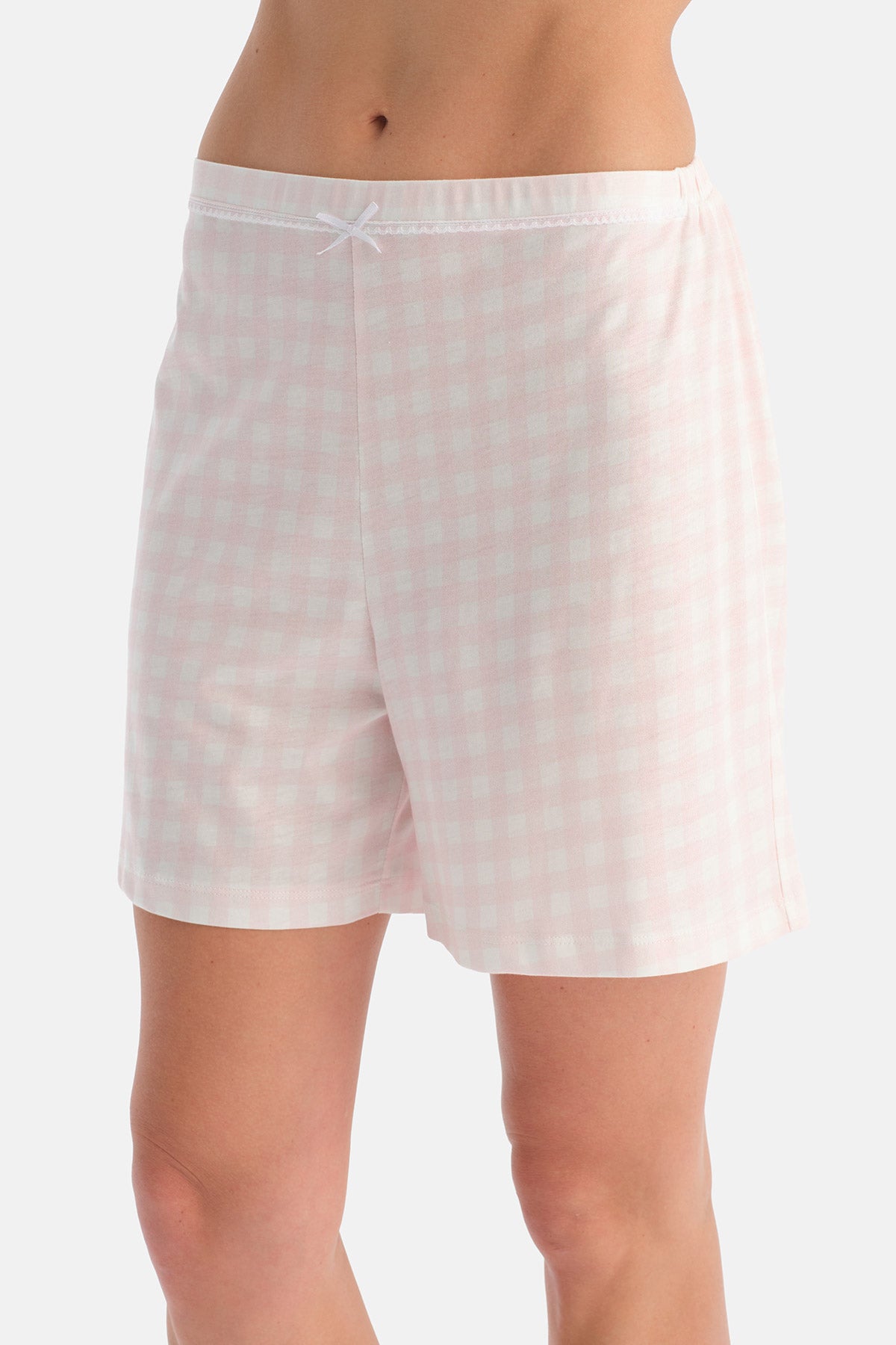 Açık Pembe Nakış Detaylı Tişört Şort Pijama Takımı