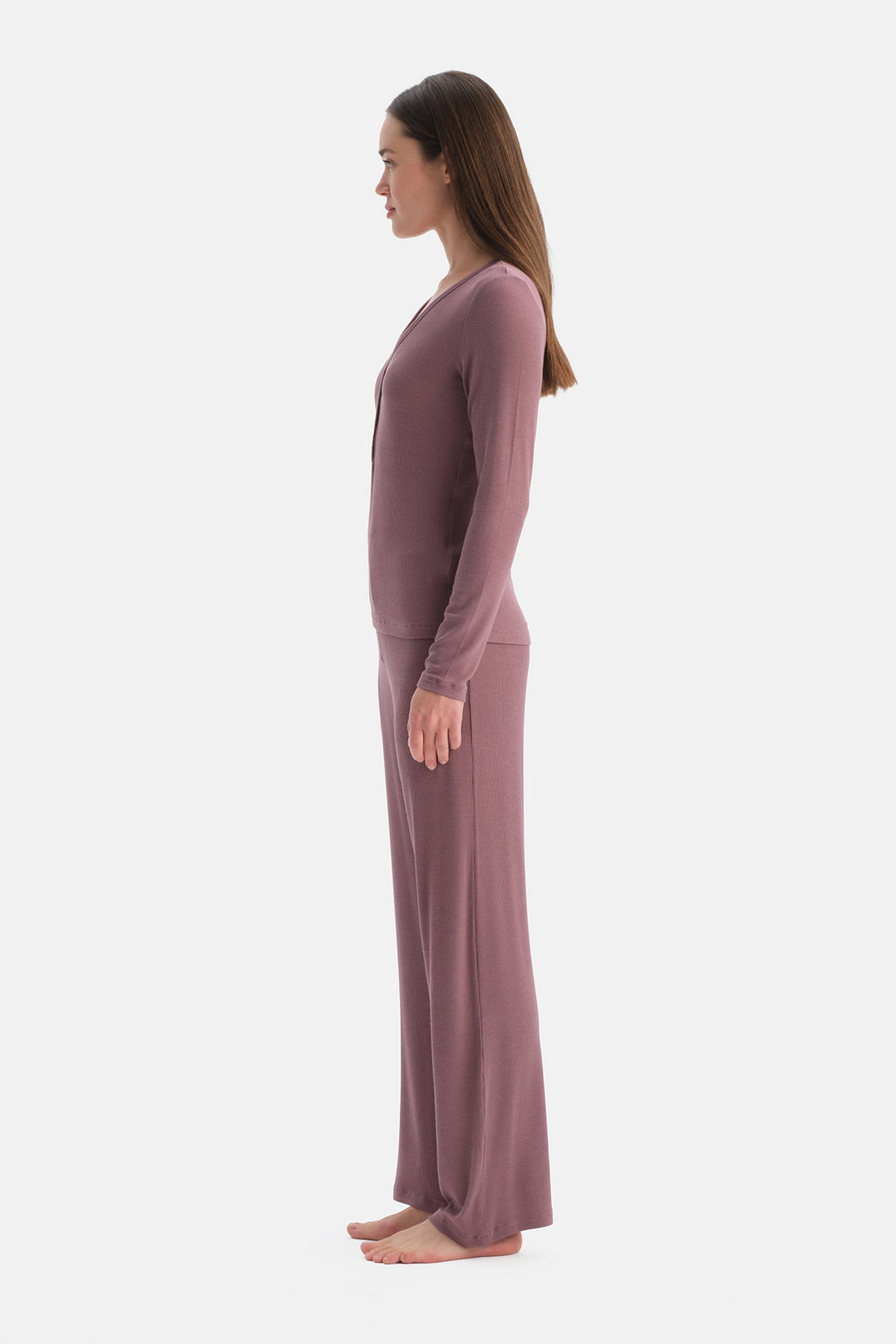 Gül Kurusu Viskon Kaşkorse Pijama Takımı