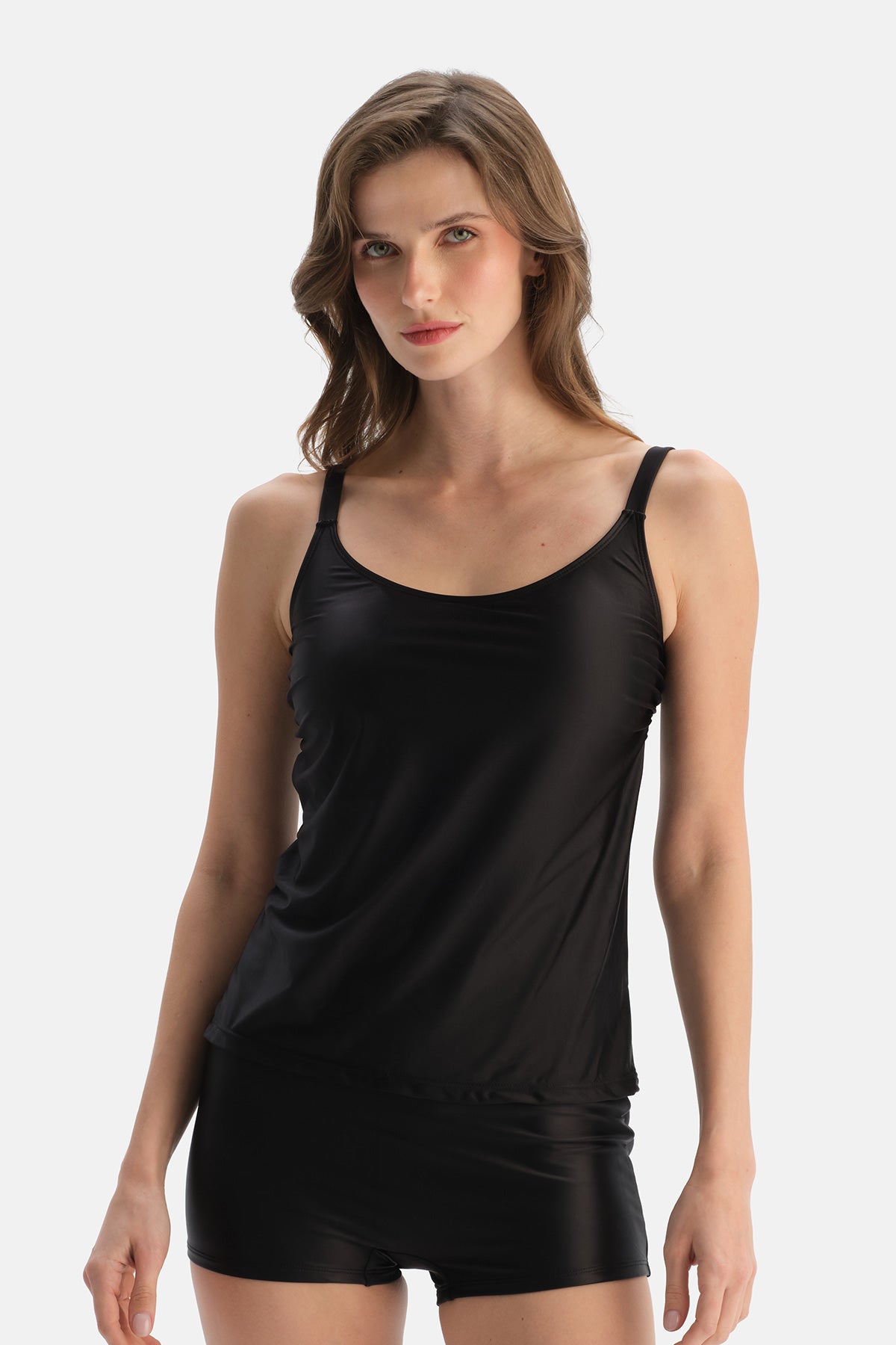 Siyah Siyah Tankini Üst