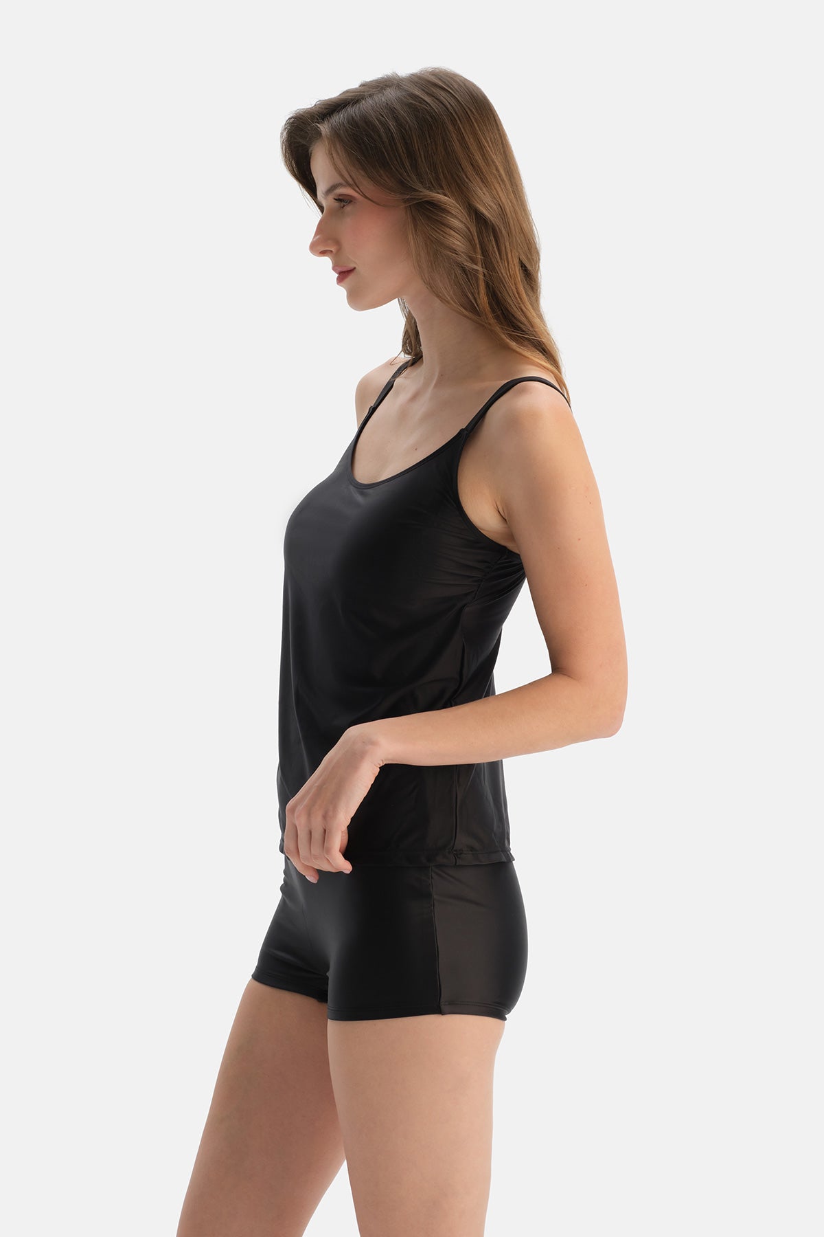 Siyah Siyah Tankini Üst